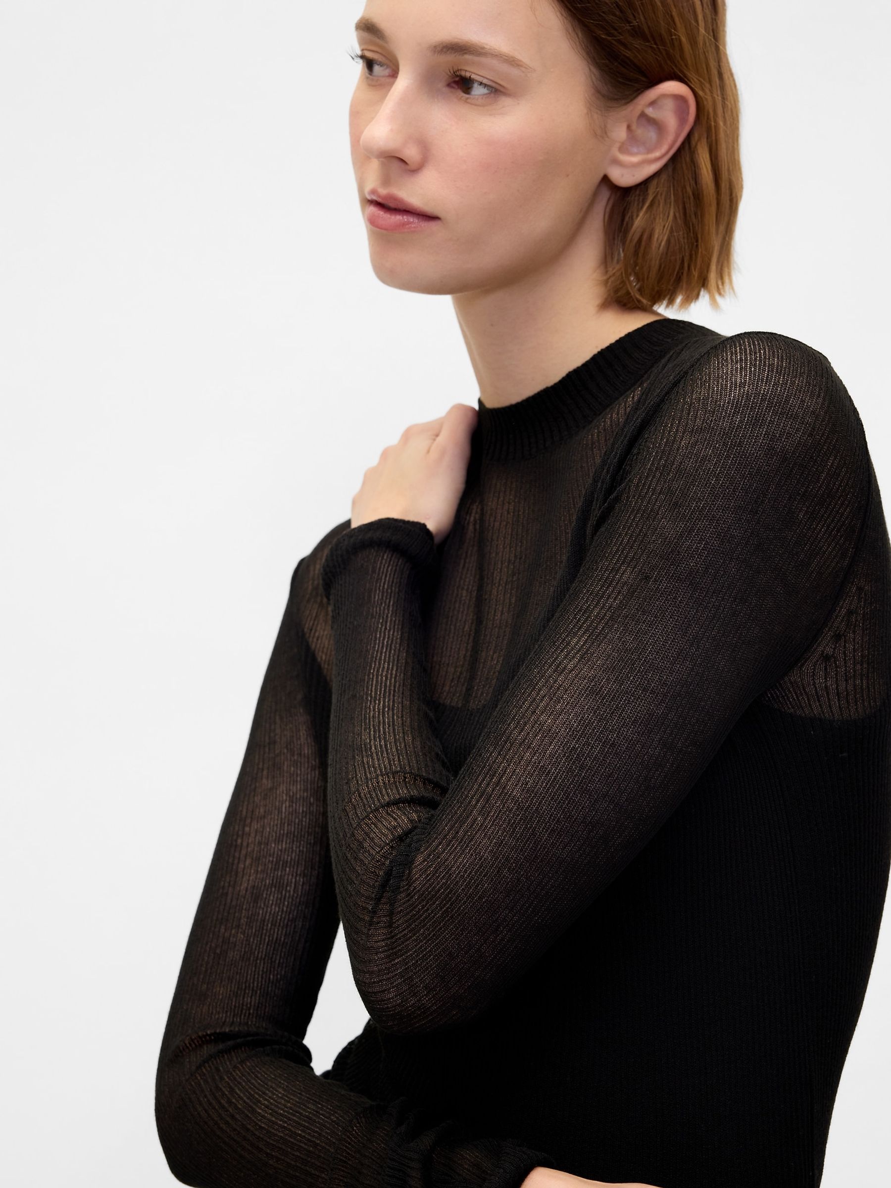 Black High-Neck Sheer Jumper - Image 4 of 4