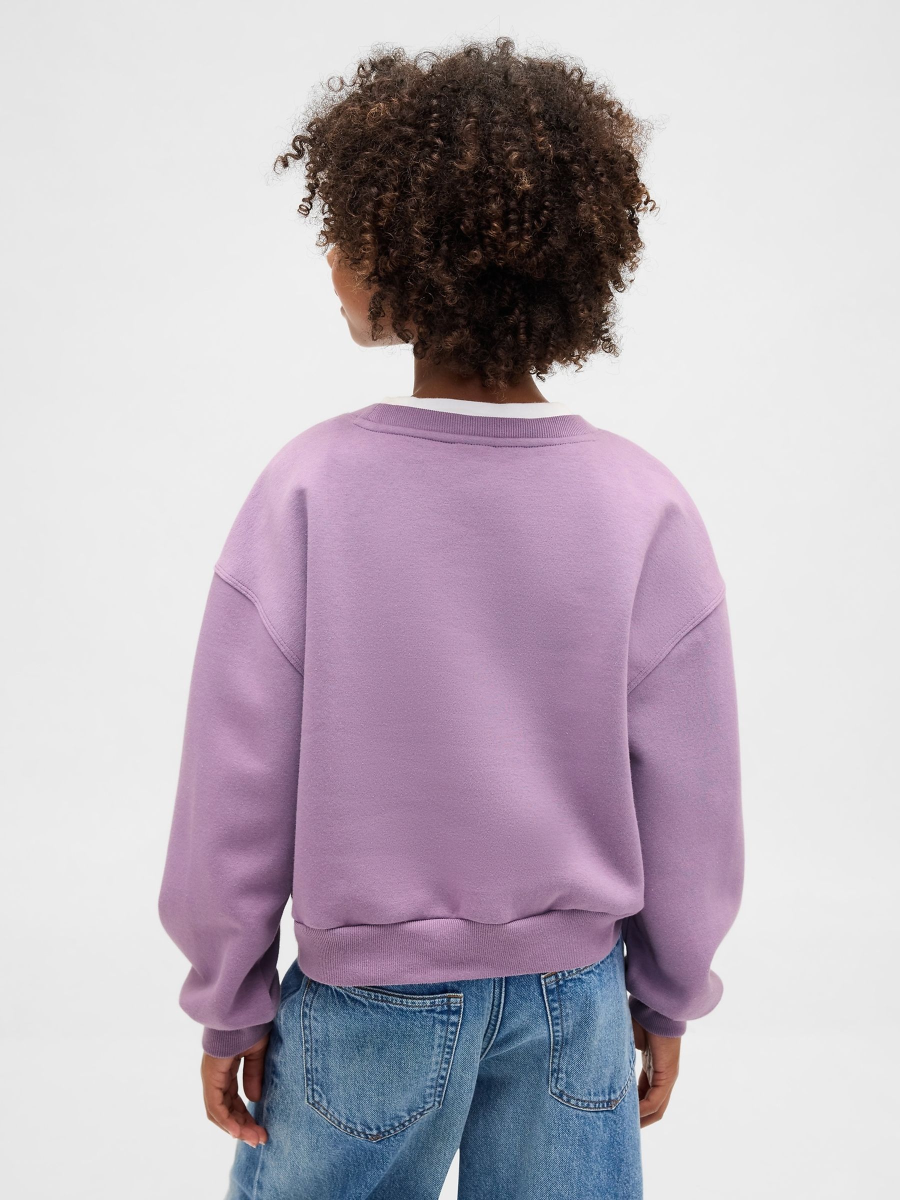 Purple Oversized Wedge Crew Neck Sweatshirt - Image 2 of 4