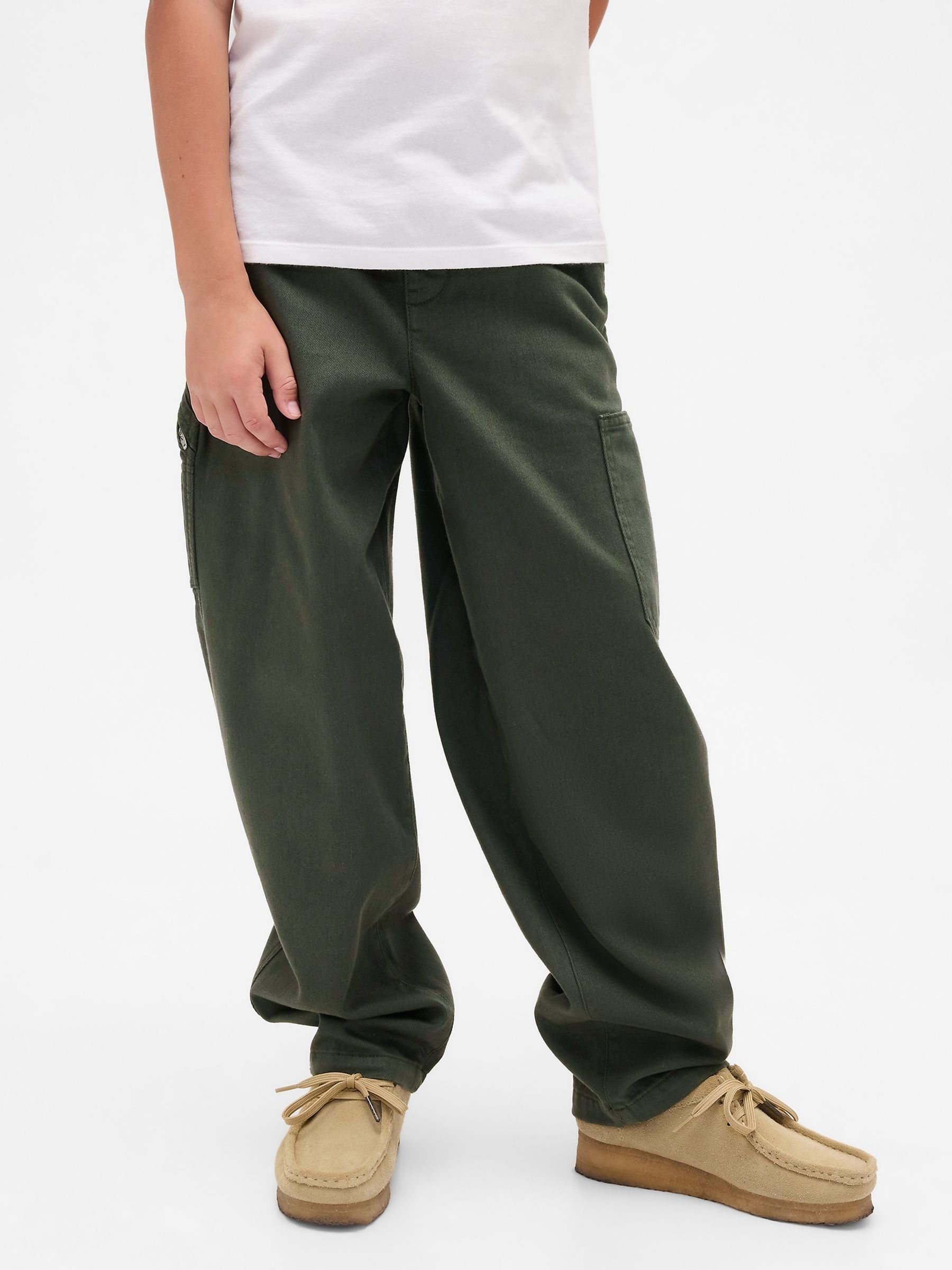 Green Brushed Cargo Baggy Trousers - Image 1 of 5 Green Brushed Cargo Baggy Trousers - Image 1 of 5