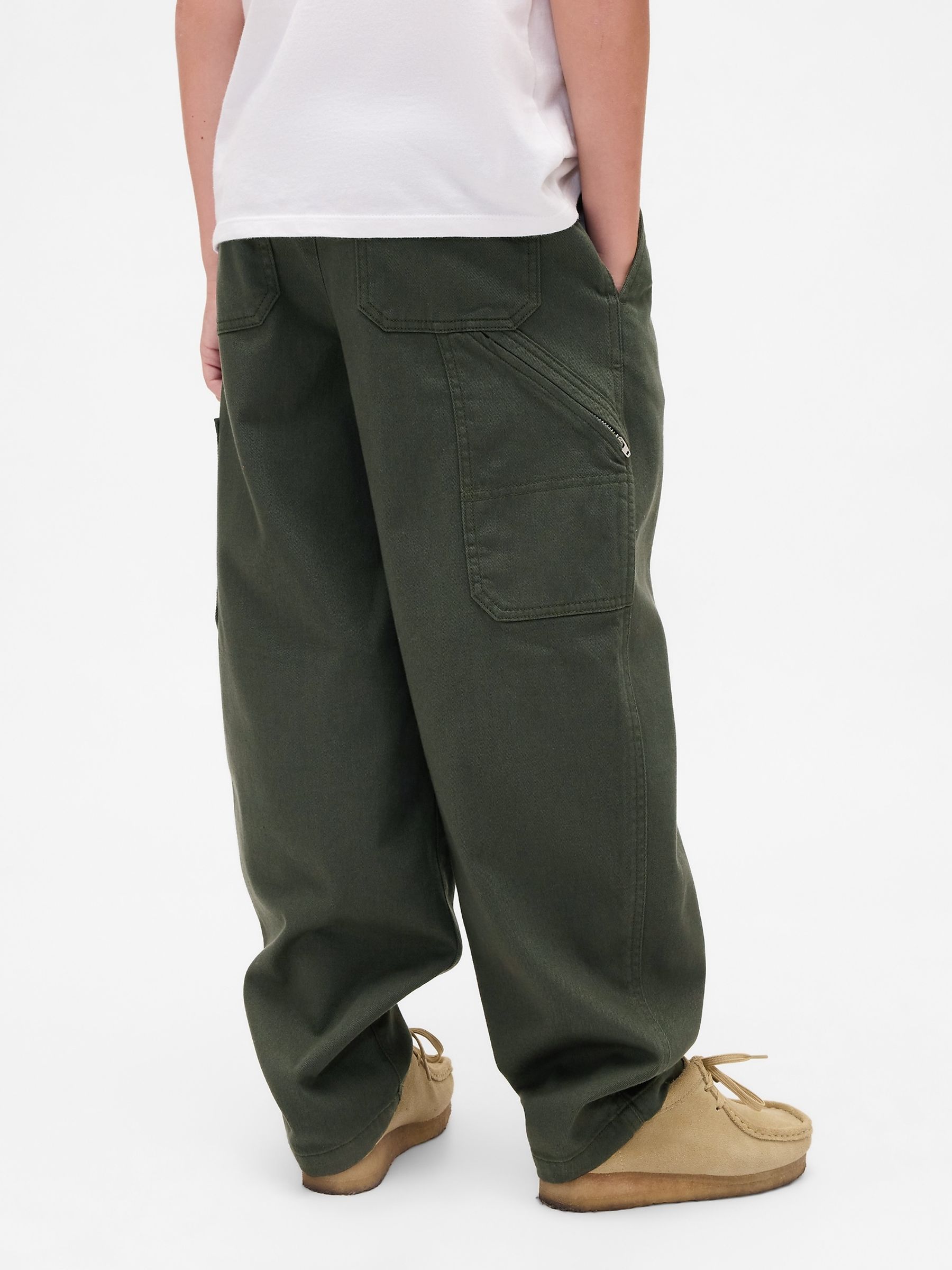 Green Brushed Cargo Baggy Trousers - Image 2 of 5