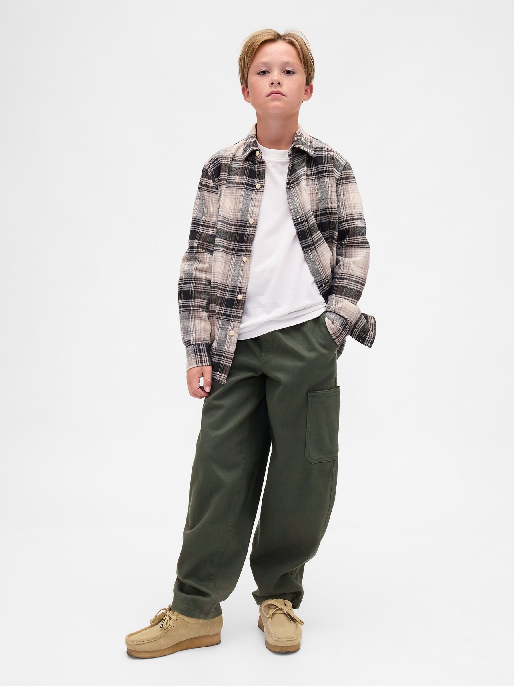 Green Brushed Cargo Baggy Trousers - Image 3 of 5
