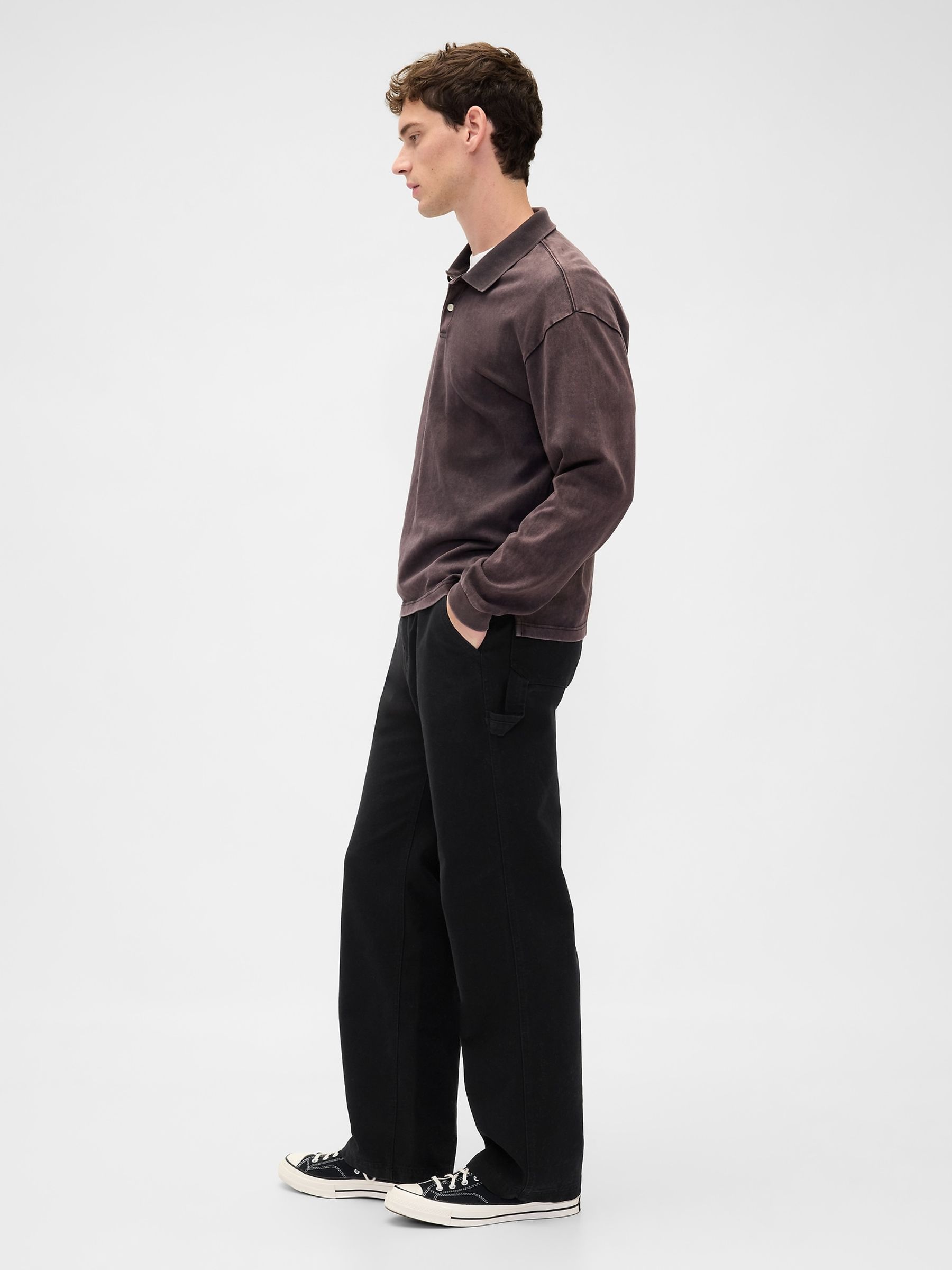 Black Canvas '90s Loose Carpenter Trousers - Image 3 of 5