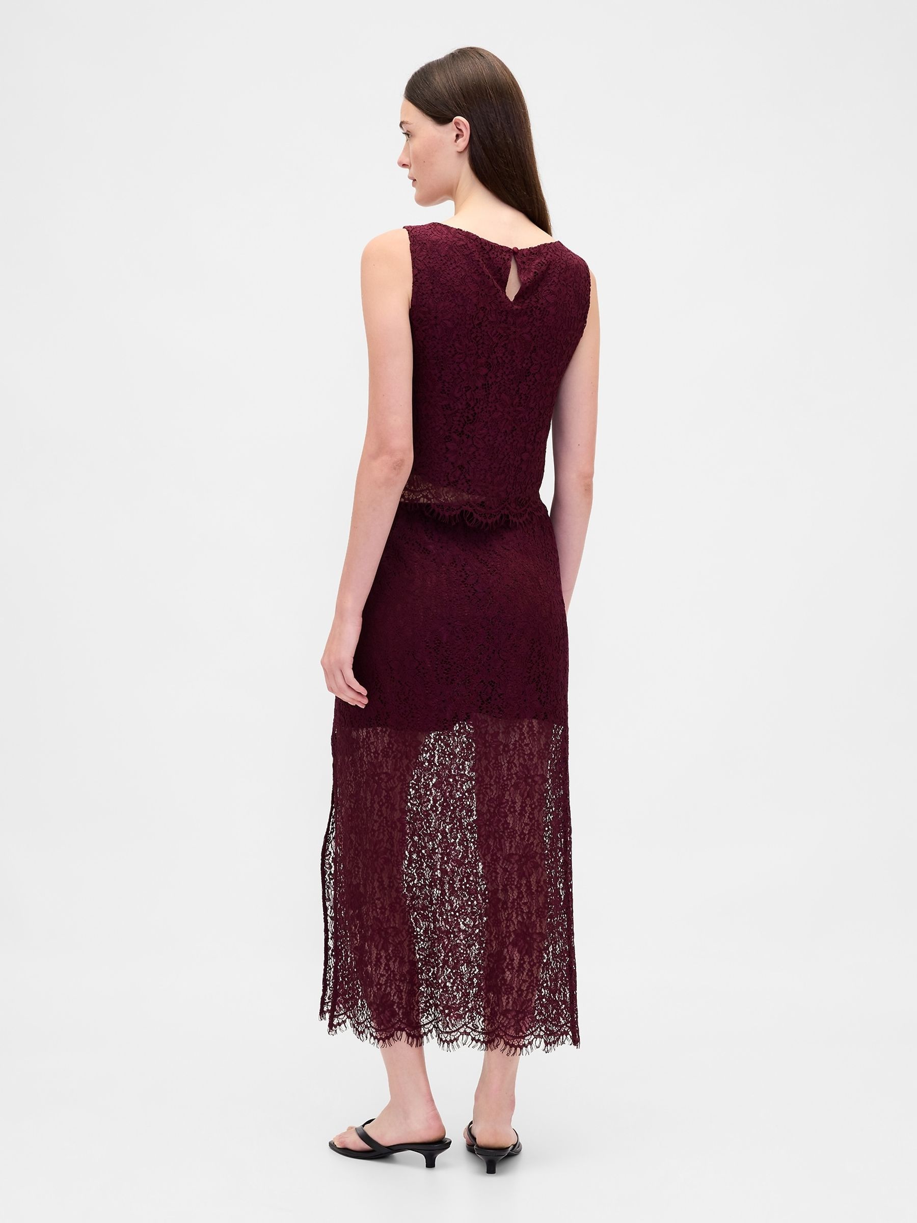 Red Lace Maxi Skirt - Image 2 of 4