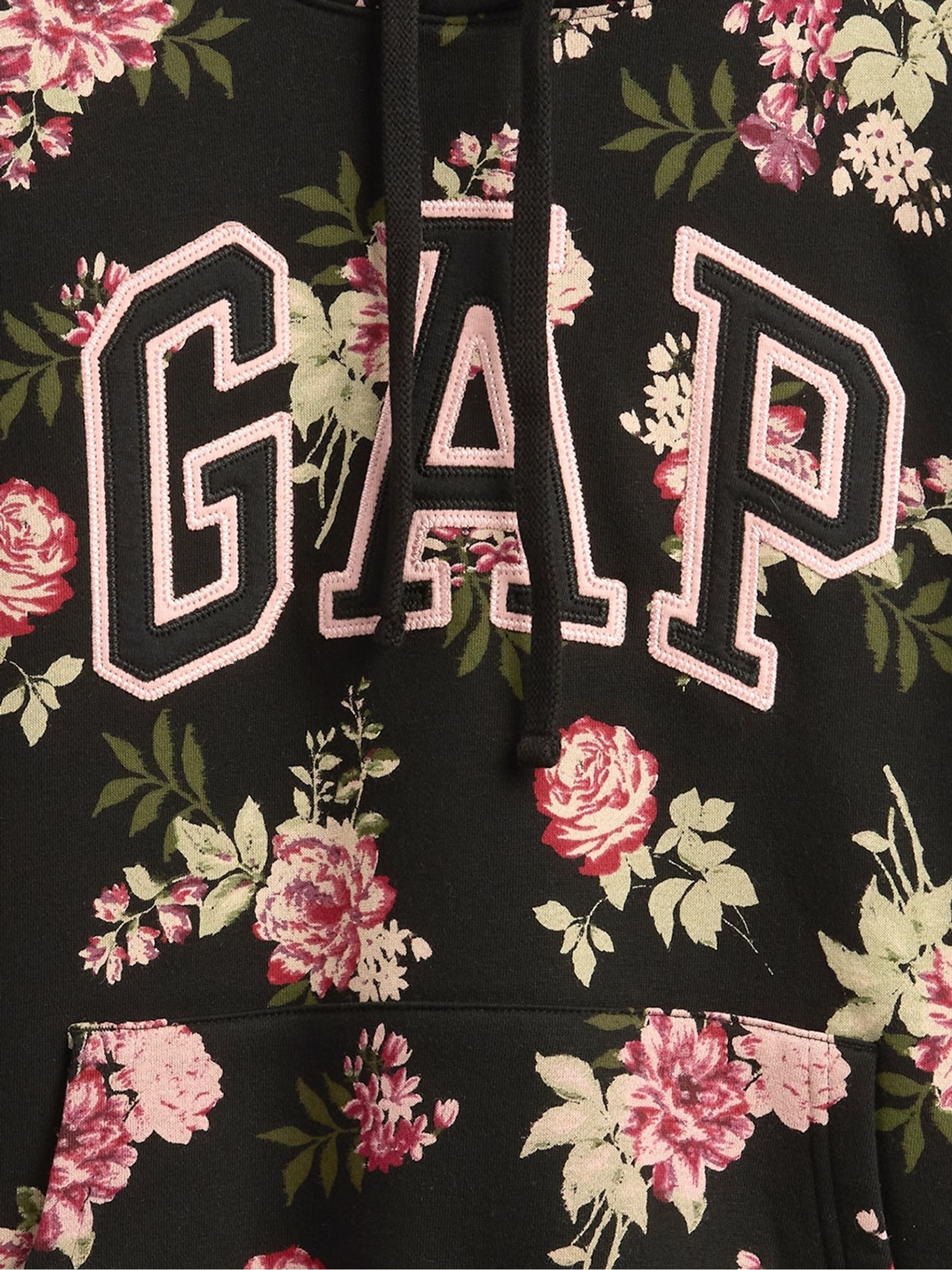 Black Floral Logo Hoodie - Image 4 of 4 Black Floral Logo Hoodie - Image 4 of 4