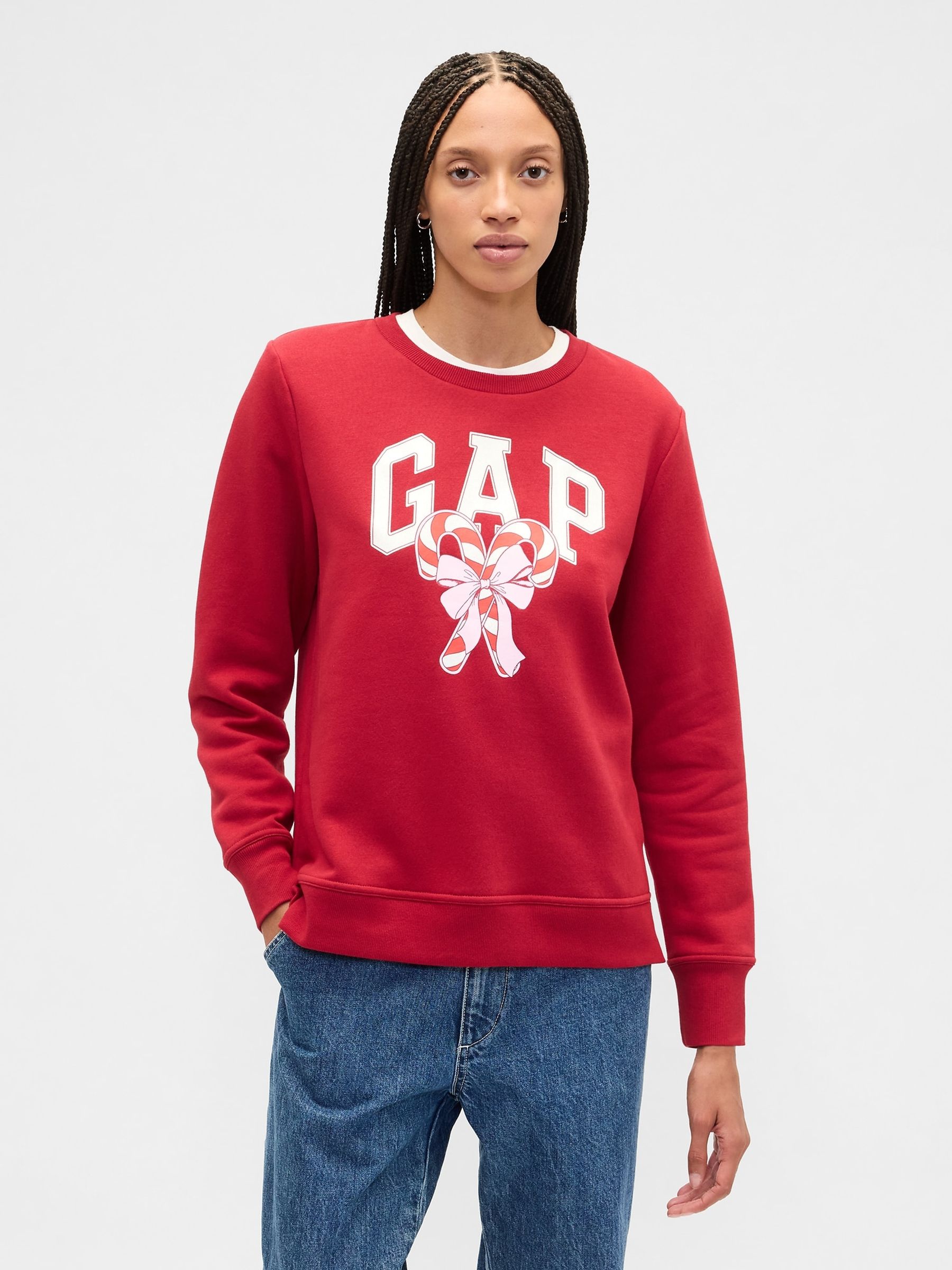 Red Relaxed Logo Sweatshirt - Image 1 of 5 Red Relaxed Logo Sweatshirt - Image 1 of 5