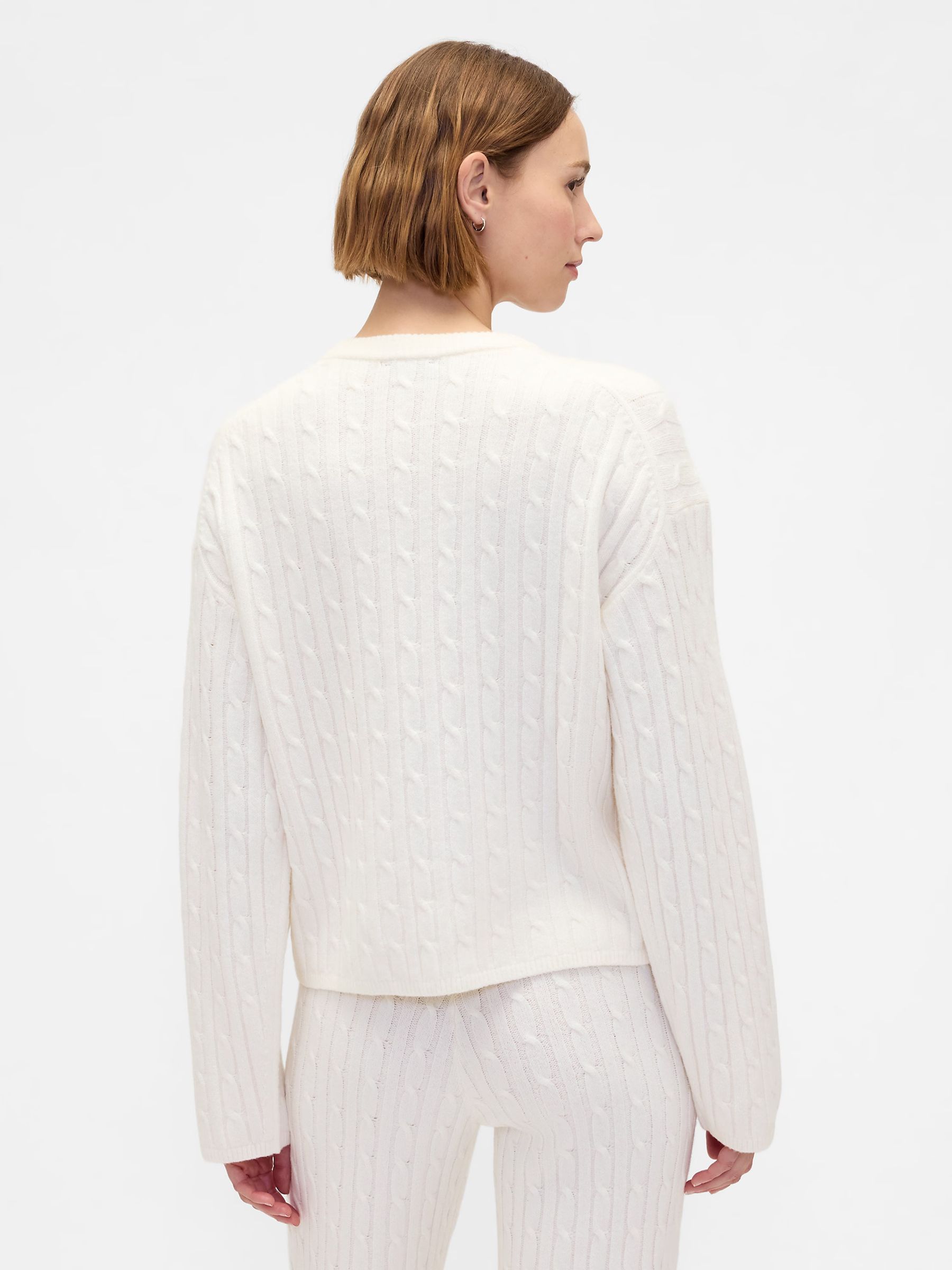 White CashSoft Oversized Cable-Knit Crew neck Jumper - Image 2 of 4