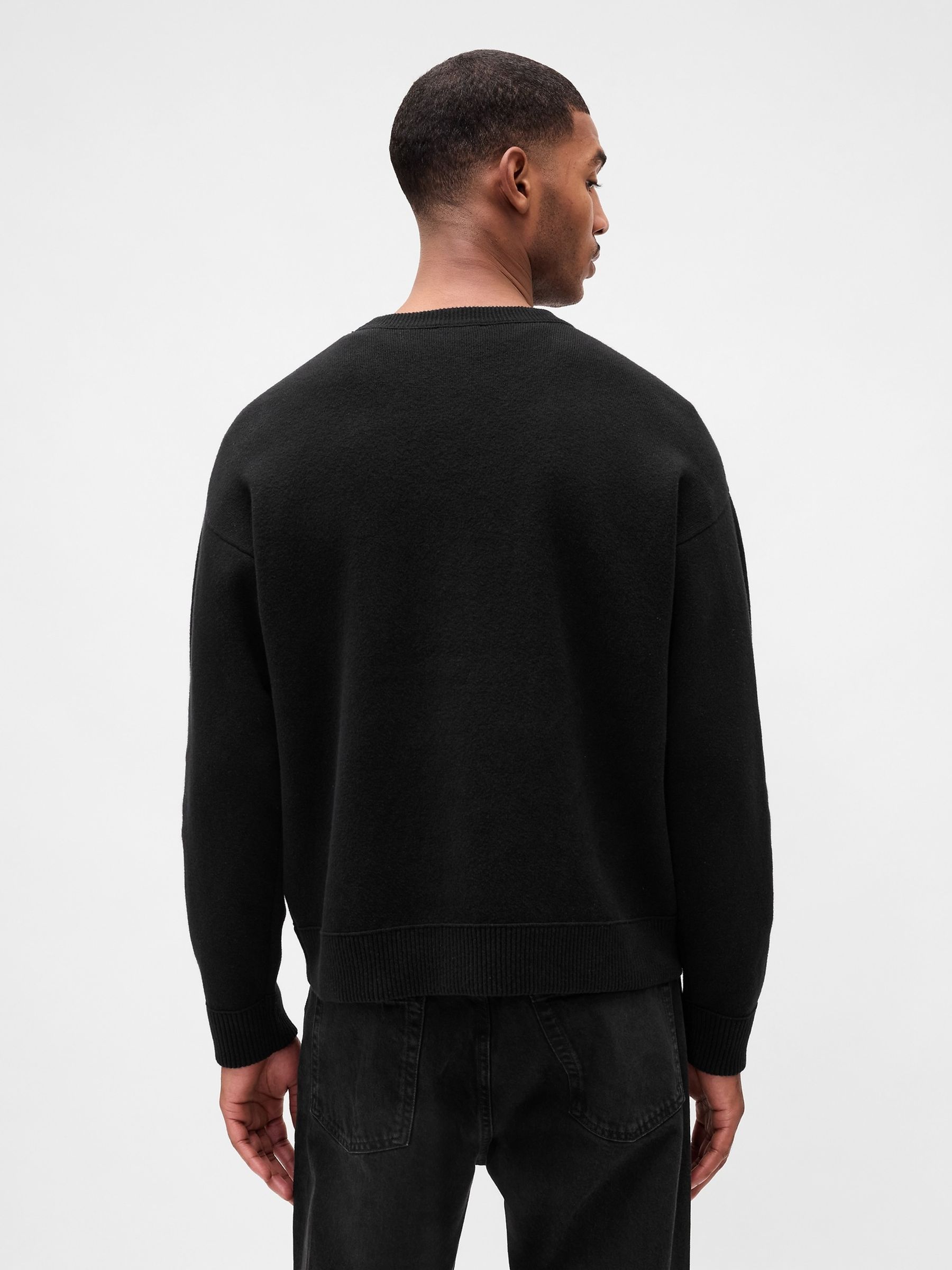 Black Heavyweight CashSoft Crew Neck Jumper - Image 2 of 4 Black Heavyweight CashSoft Crew Neck Jumper - Image 2 of 4