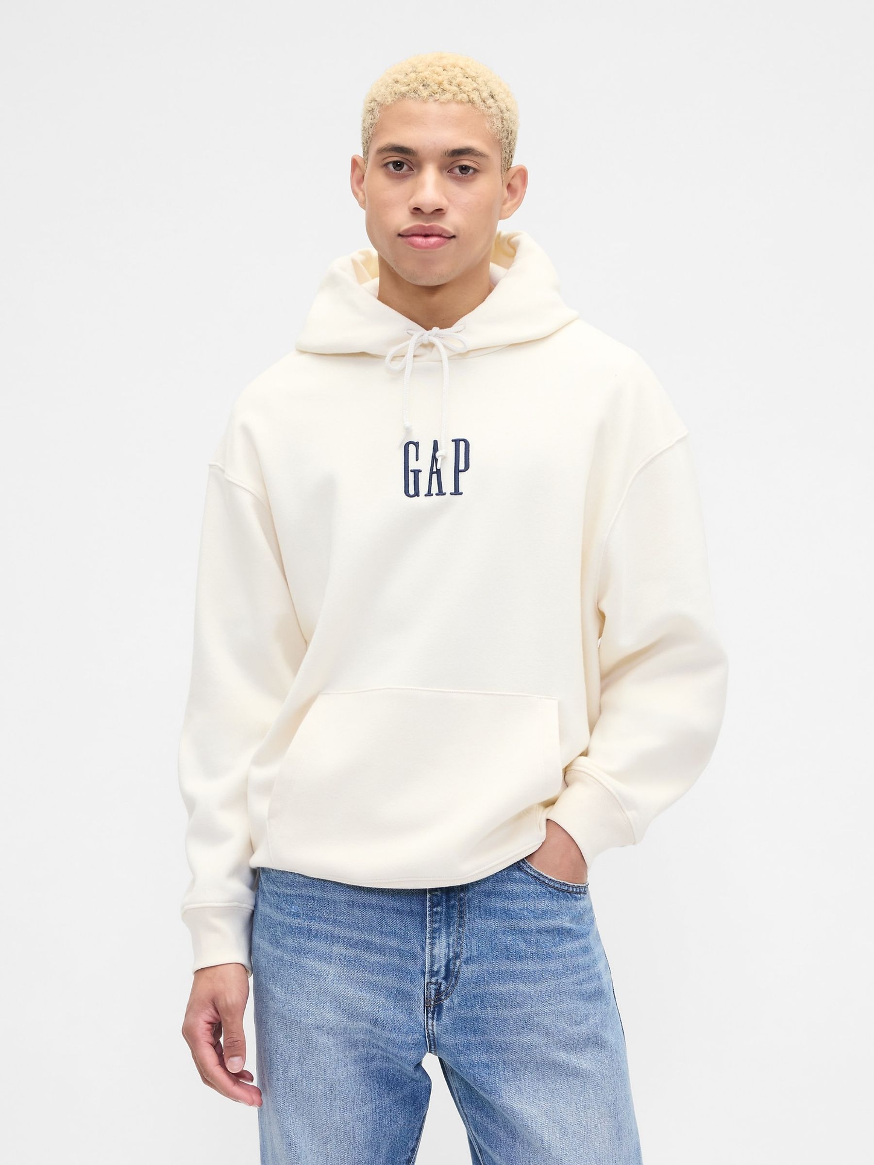 White Vintage Soft Oversized Mini Logo Hoodie - Image 1 of 3