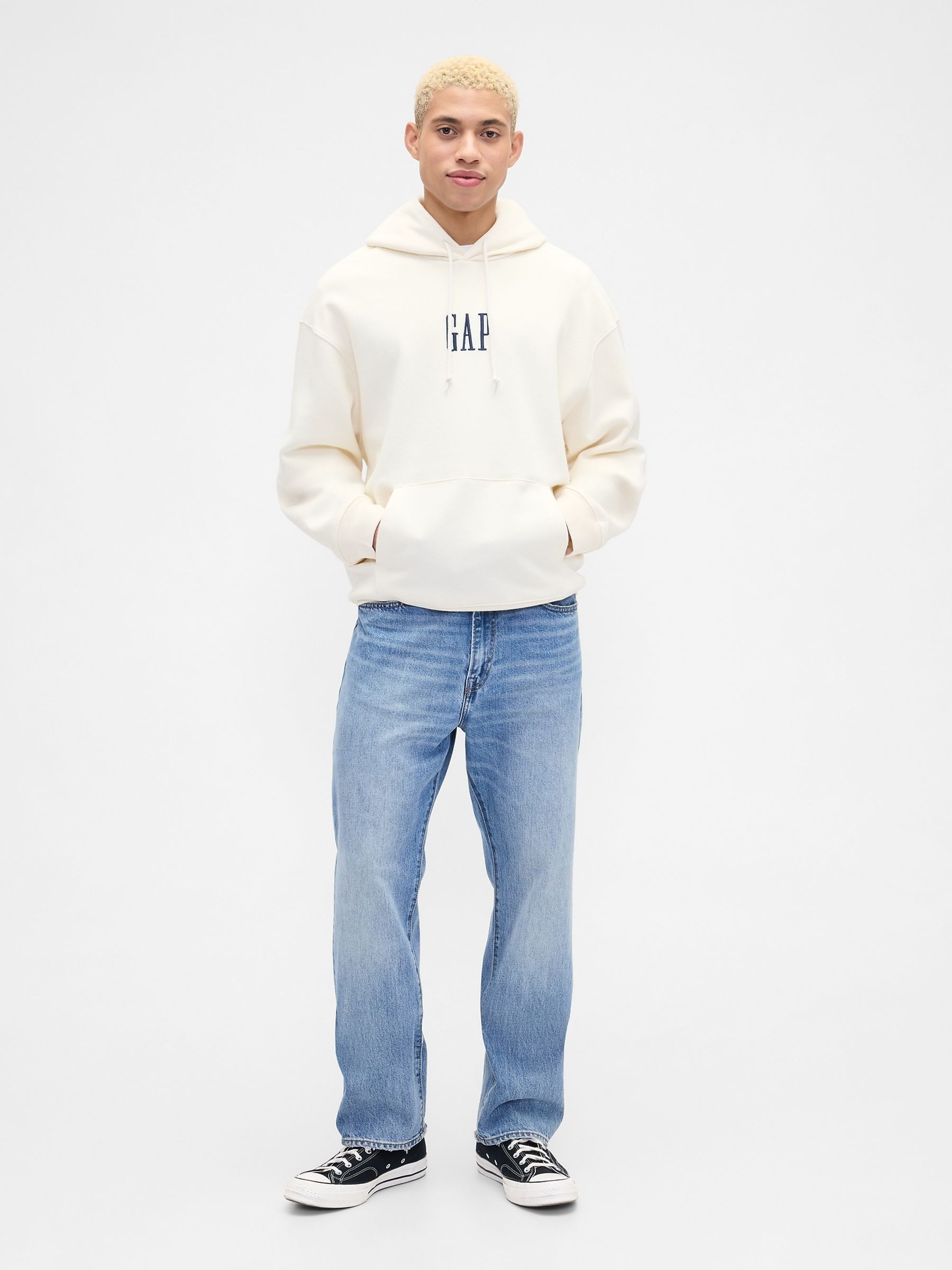 White Vintage Soft Oversized Mini Logo Hoodie - Image 3 of 3