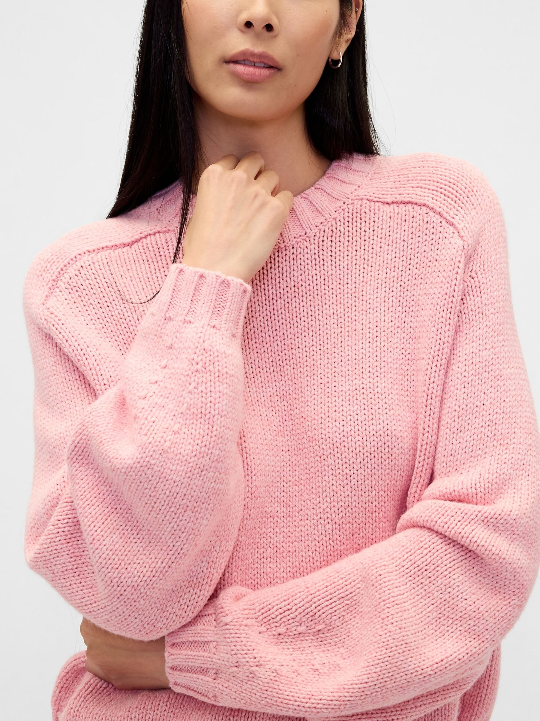 Pink Relaxed Saddle-Sleeve Crew Neck Jumper - Image 4 of 4