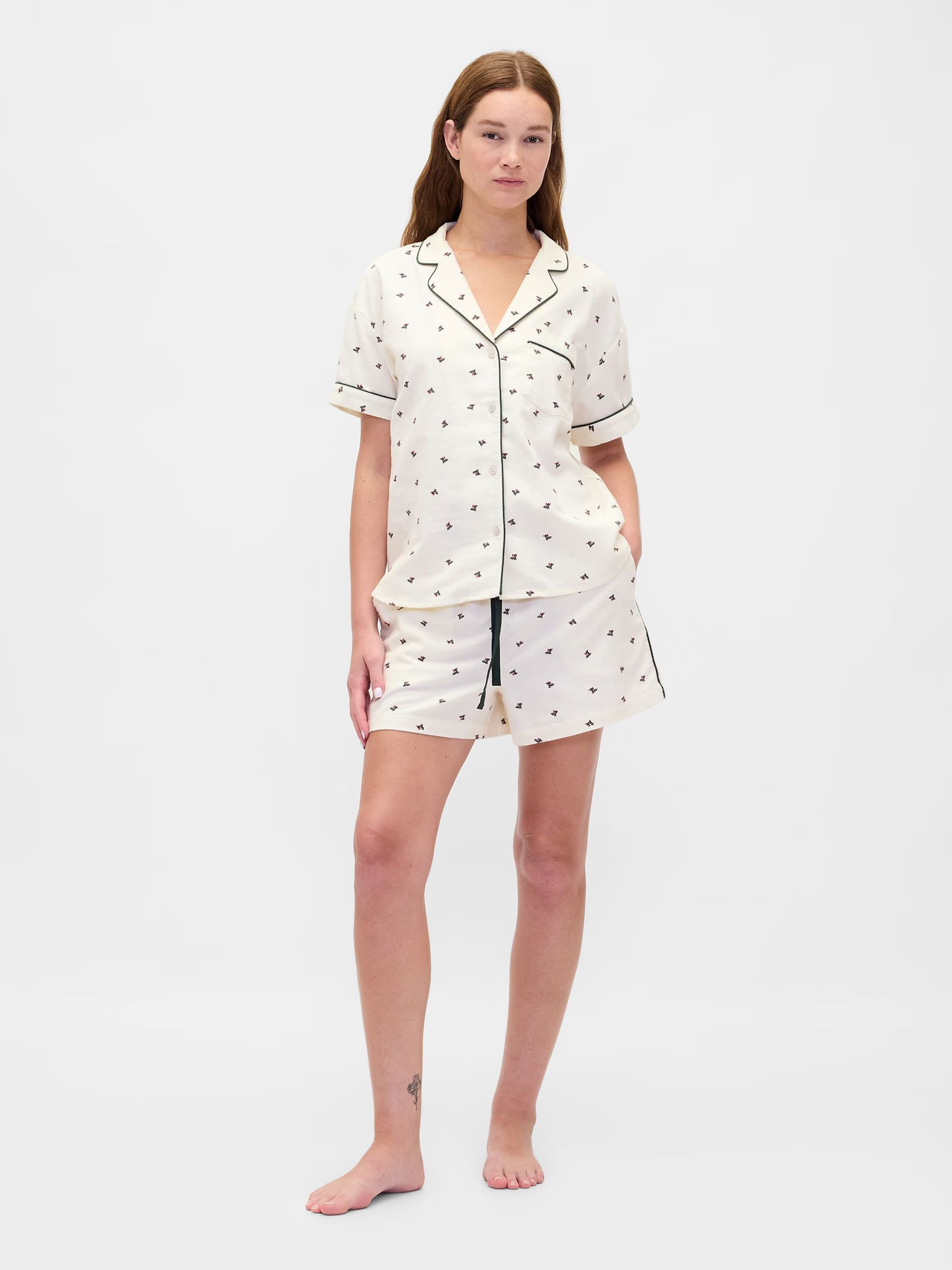 Cream Softest Flannel Pyjama Shorts Set - Image 1 of 4 Cream Softest Flannel Pyjama Shorts Set - Image 1 of 4