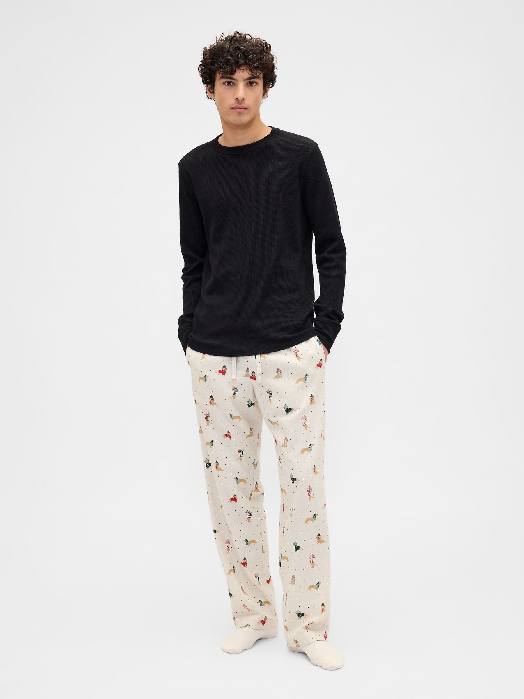 Cream Christmas Pyjama Bottoms - Image 1 of 4 Cream Christmas Pyjama Bottoms - Image 1 of 4