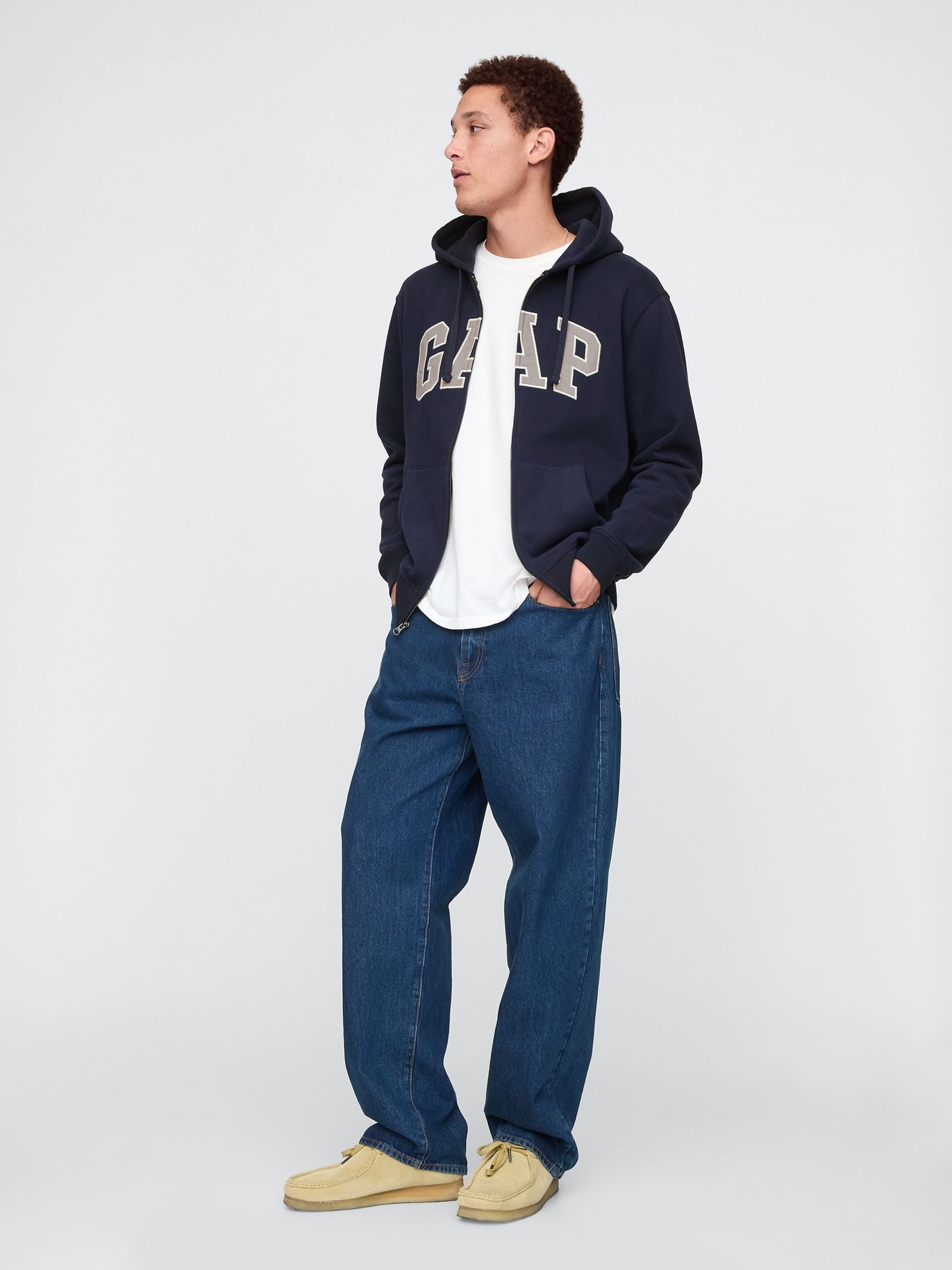 Navy Blue VintageSoft Arch Logo Full Zip Hoodie - Image 3 of 6