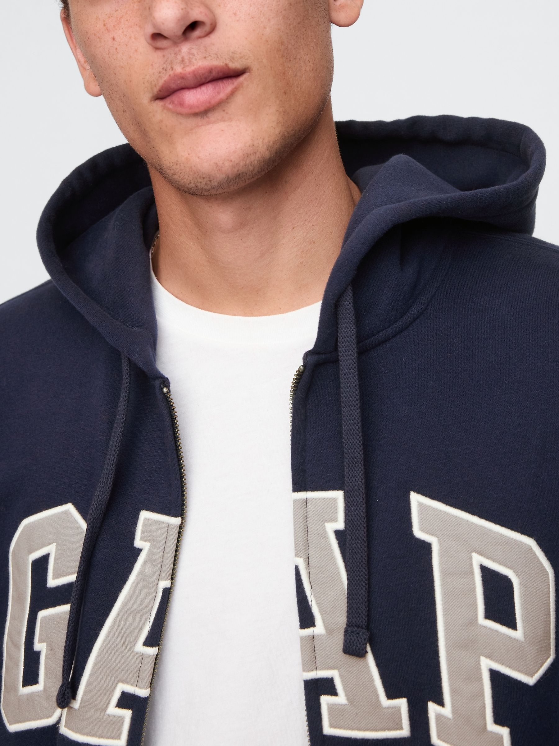 Navy Blue VintageSoft Arch Logo Full Zip Hoodie - Image 4 of 6
