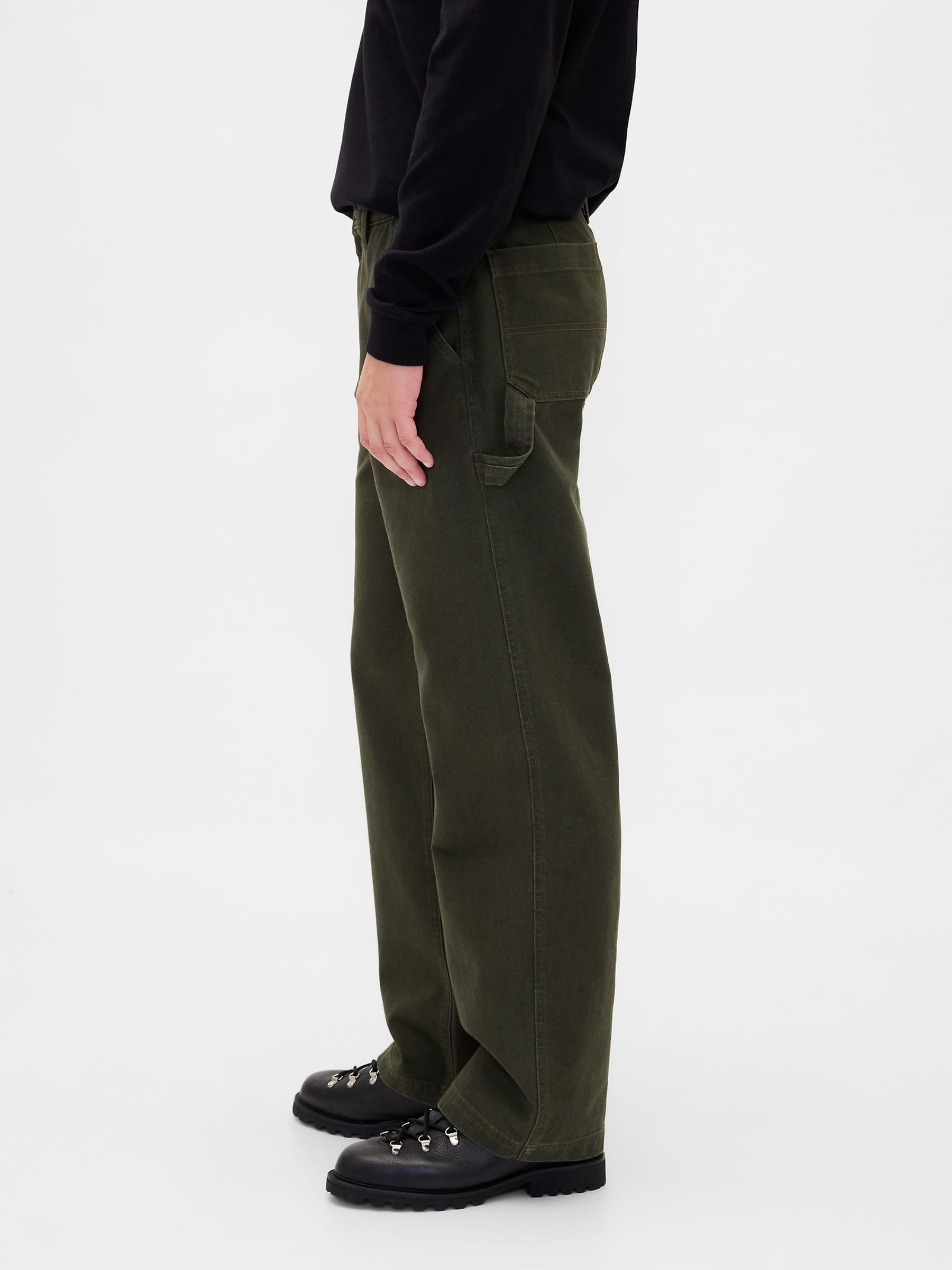 Green Canvas '90s Loose Carpenter Trousers - Image 3 of 4