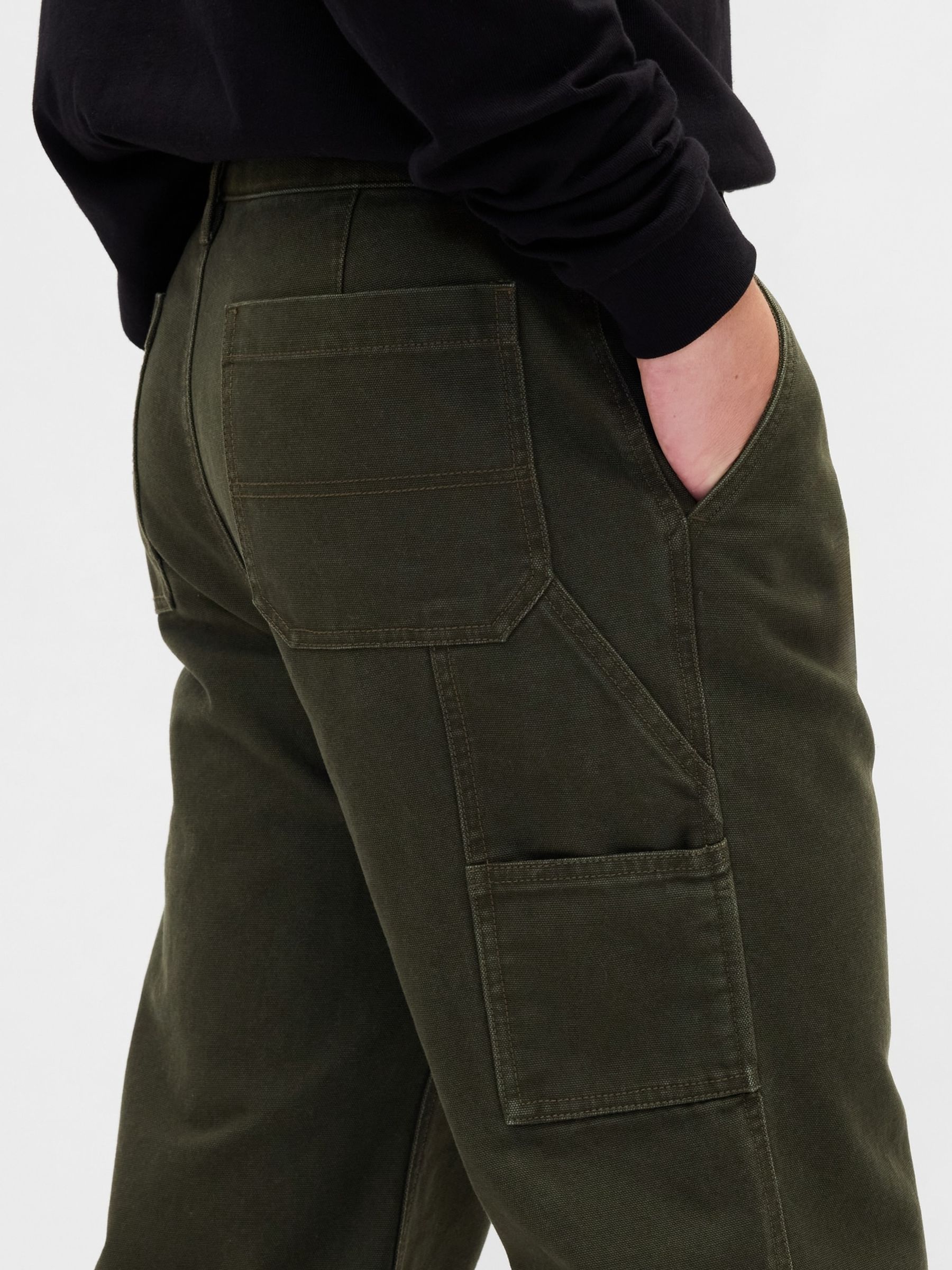 Green Canvas '90s Loose Carpenter Trousers - Image 4 of 4