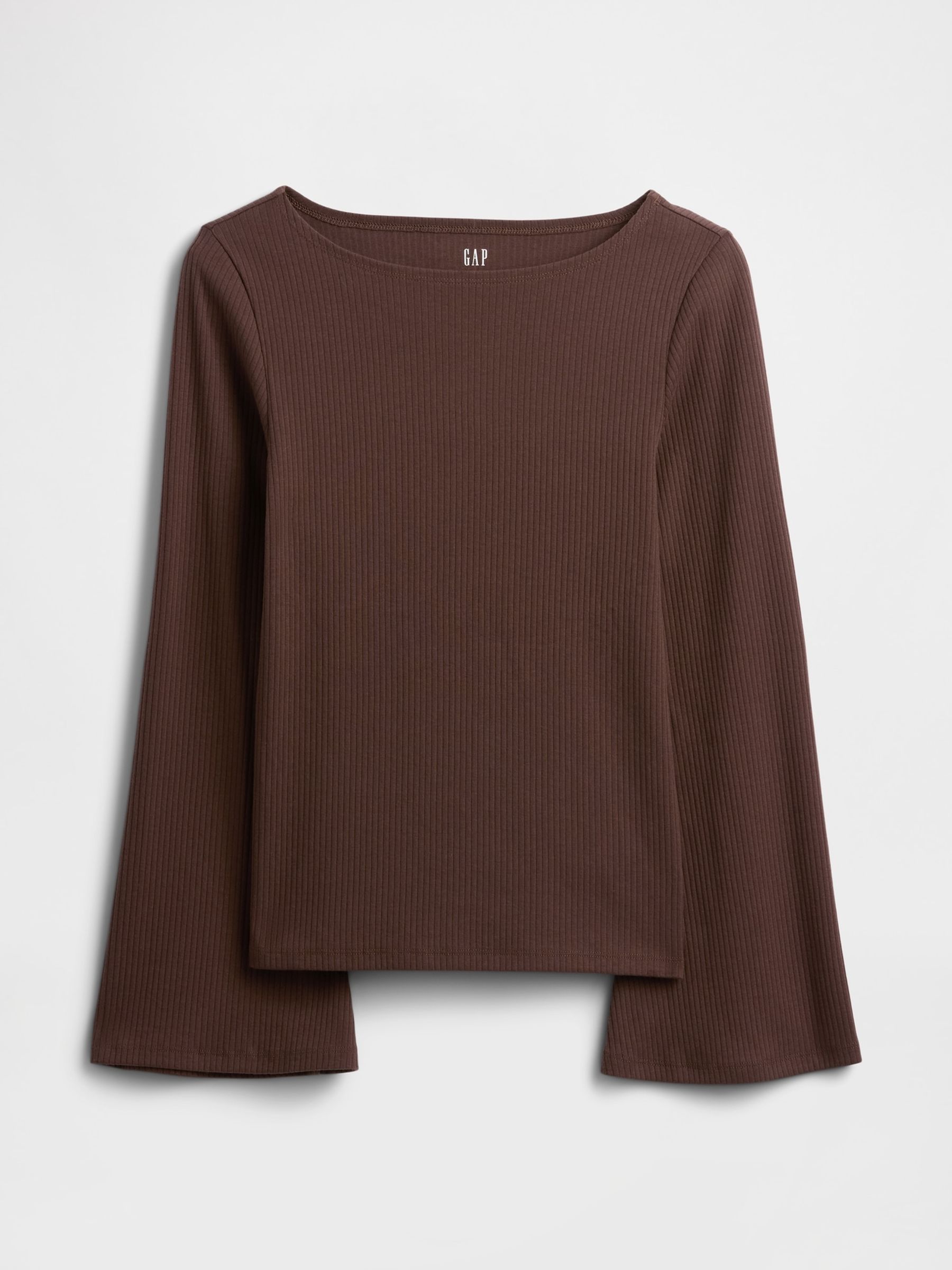 Brown Velour Bell Sleeve Boatneck T-Shirt - Image 5 of 5 Brown Velour Bell Sleeve Boatneck T-Shirt - Image 5 of 5