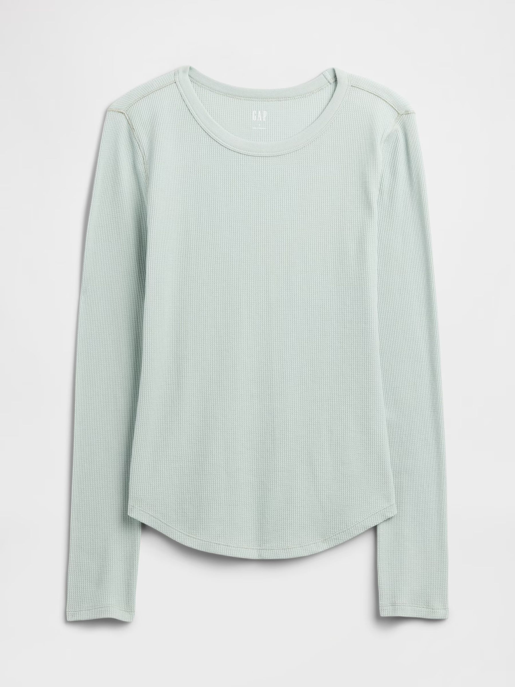 Cosy Green Waffle-Knit Crew Neck T-Shirt - Image 5 of 5