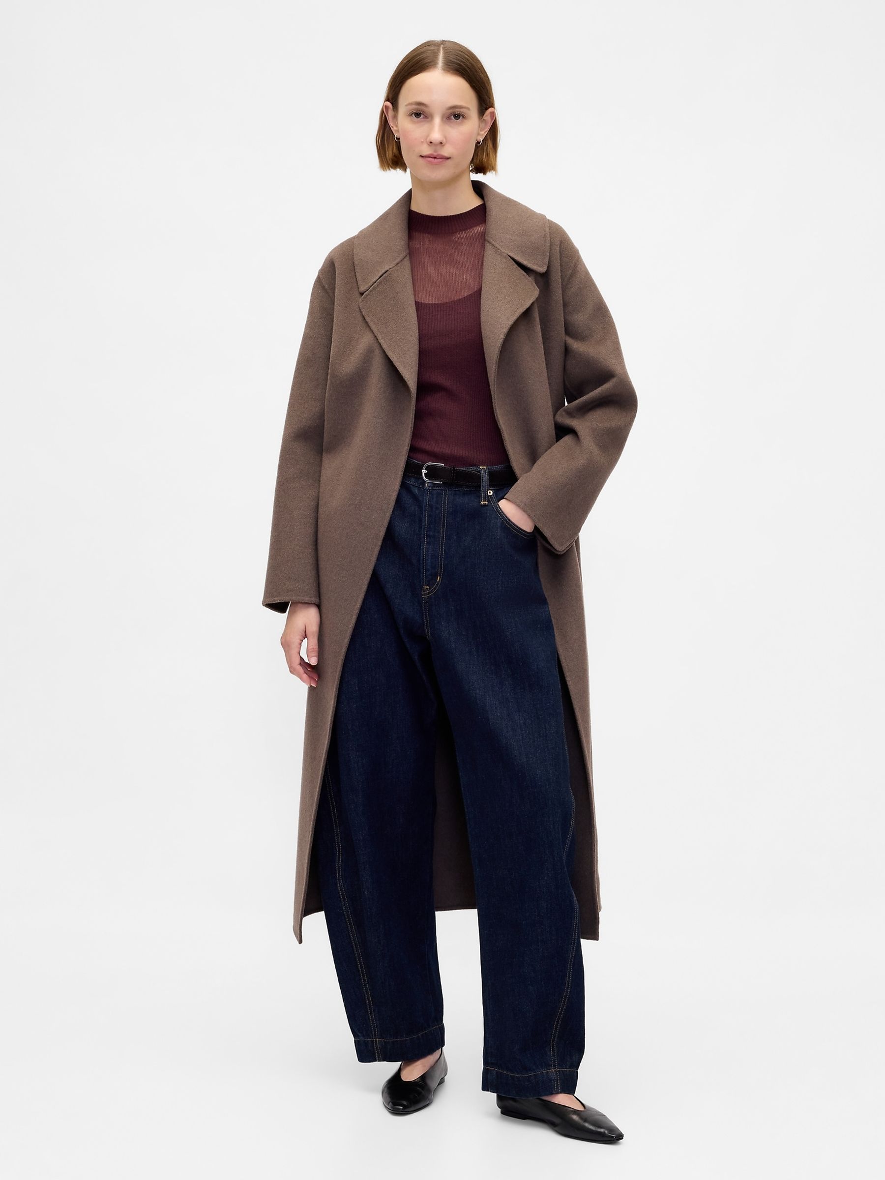 Burgundy Red High-Neck Sheer Jumper - Image 3 of 4