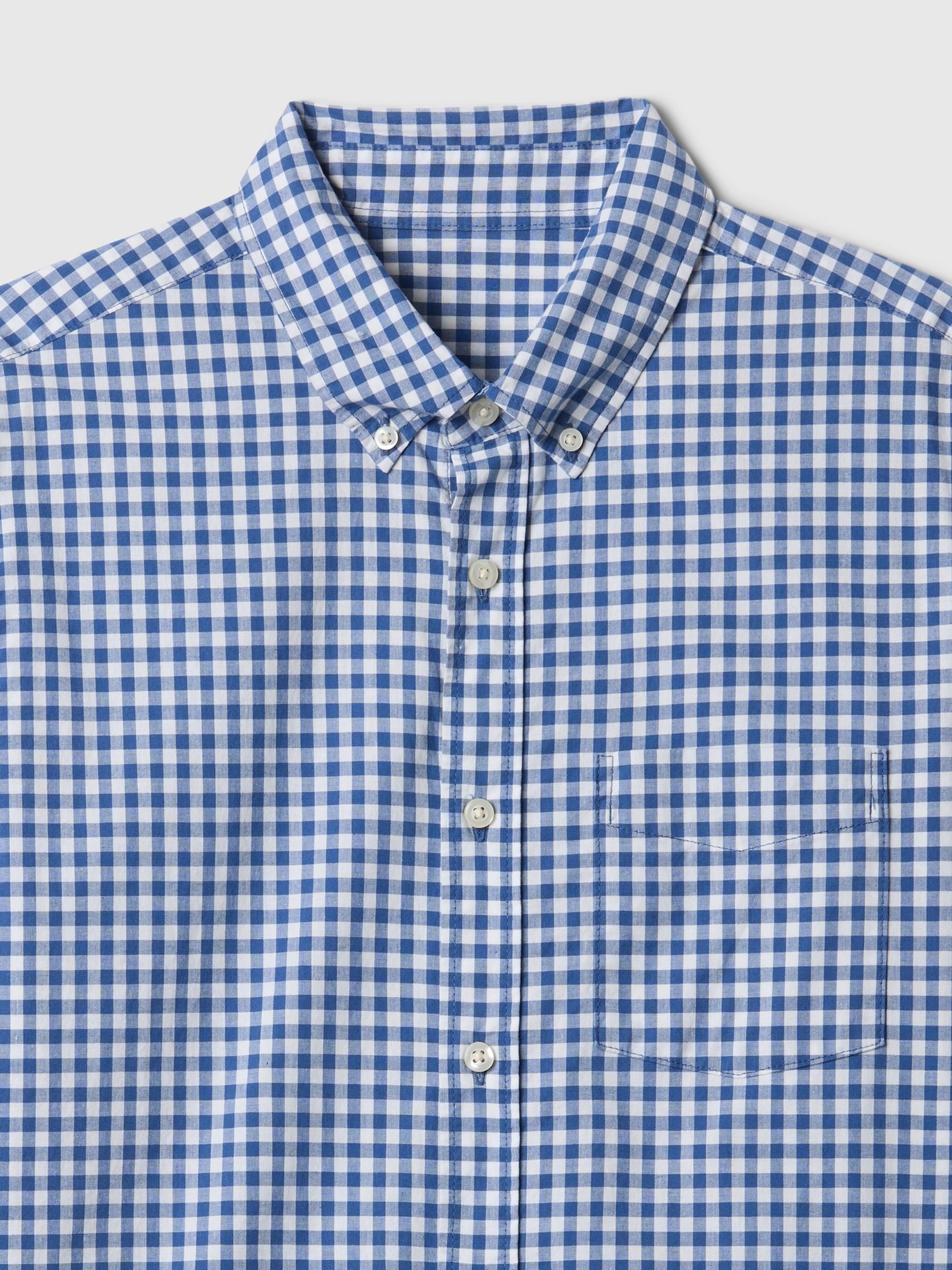 Blue Check Stretch Poplin Shirt in Standard Fit - Image 5 of 5 Blue Check Stretch Poplin Shirt in Standard Fit - Image 5 of 5