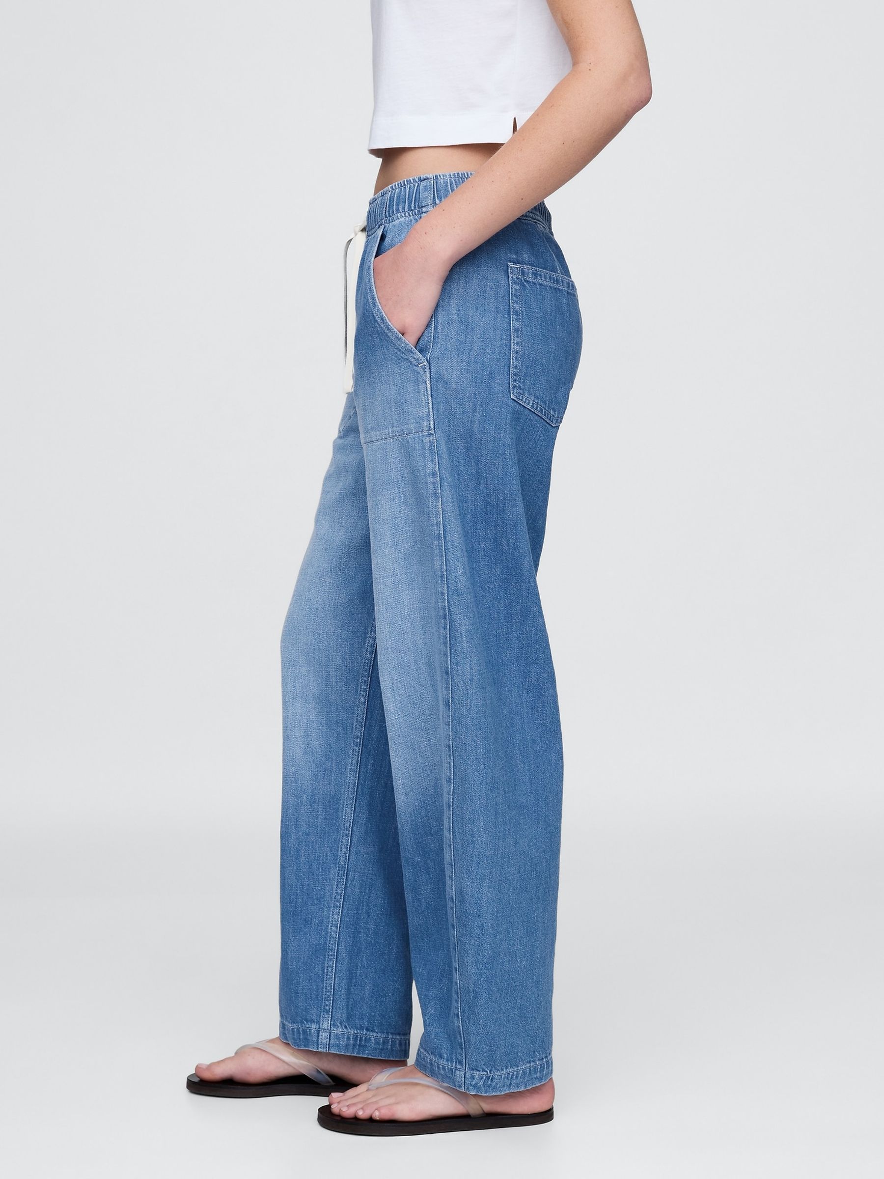 Blue High Waisted Easy Barrel Jeans - Image 3 of 6