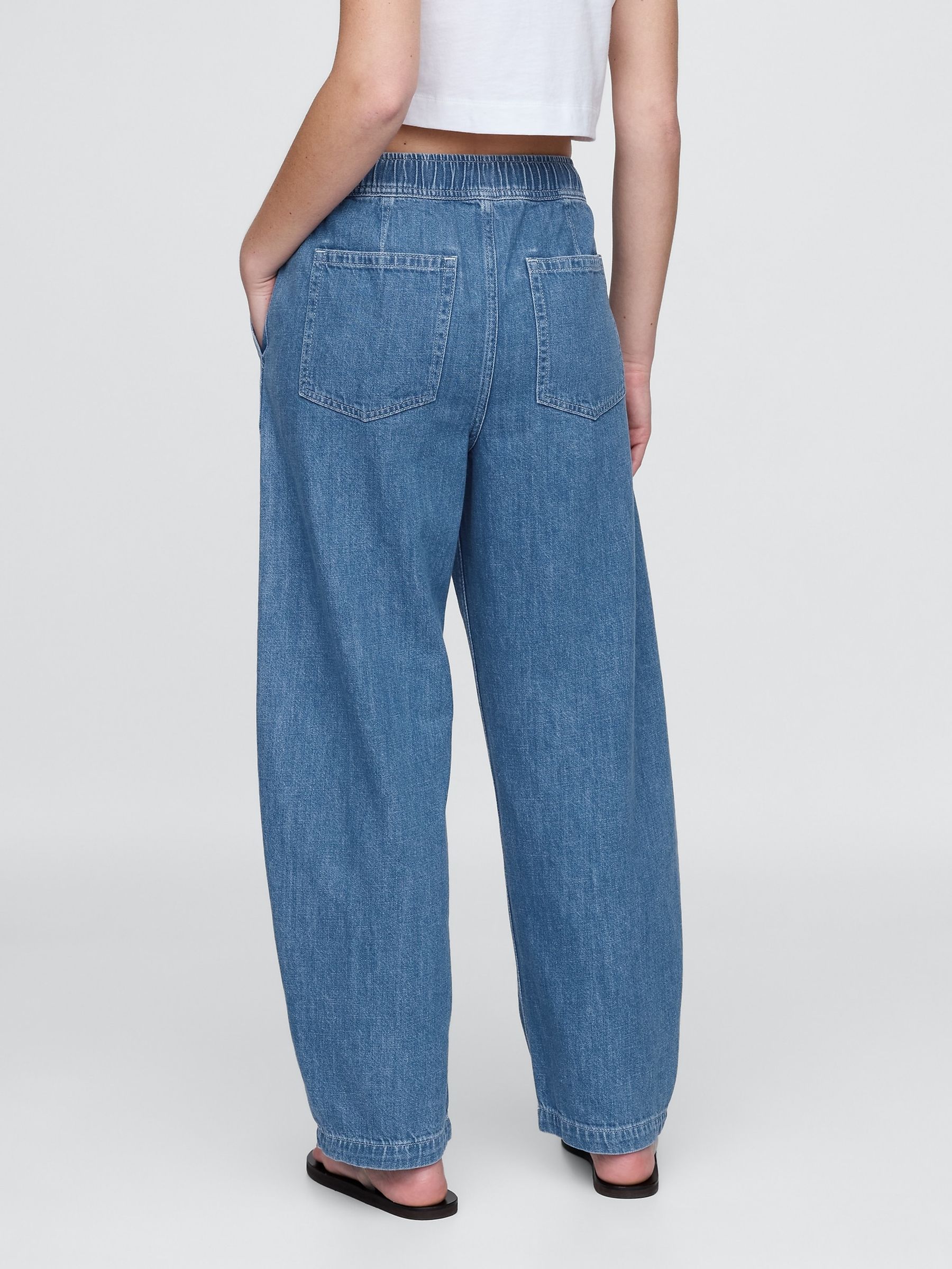 Blue High Waisted Easy Barrel Jeans - Image 4 of 6