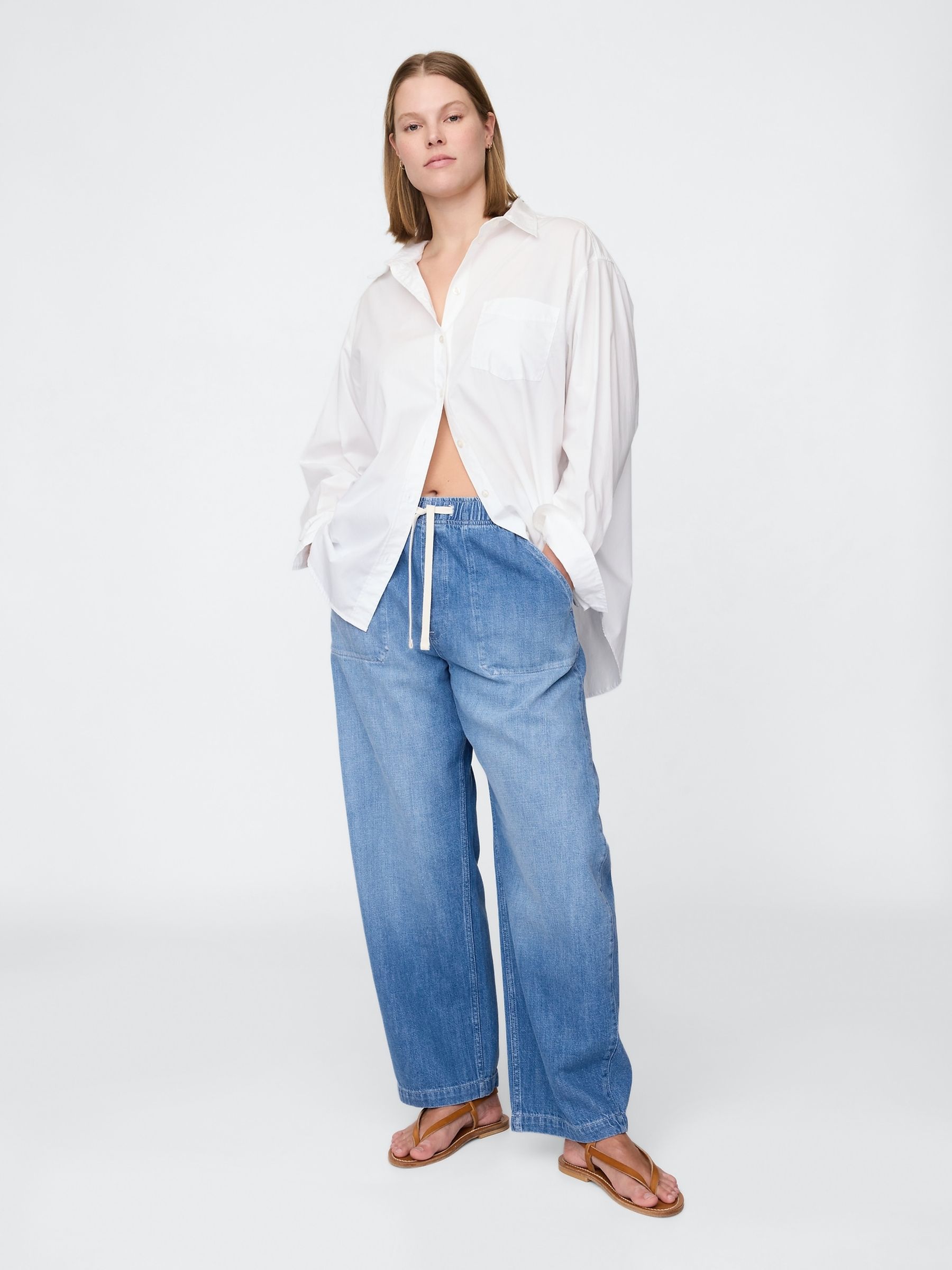 Blue High Waisted Easy Barrel Jeans - Image 5 of 6