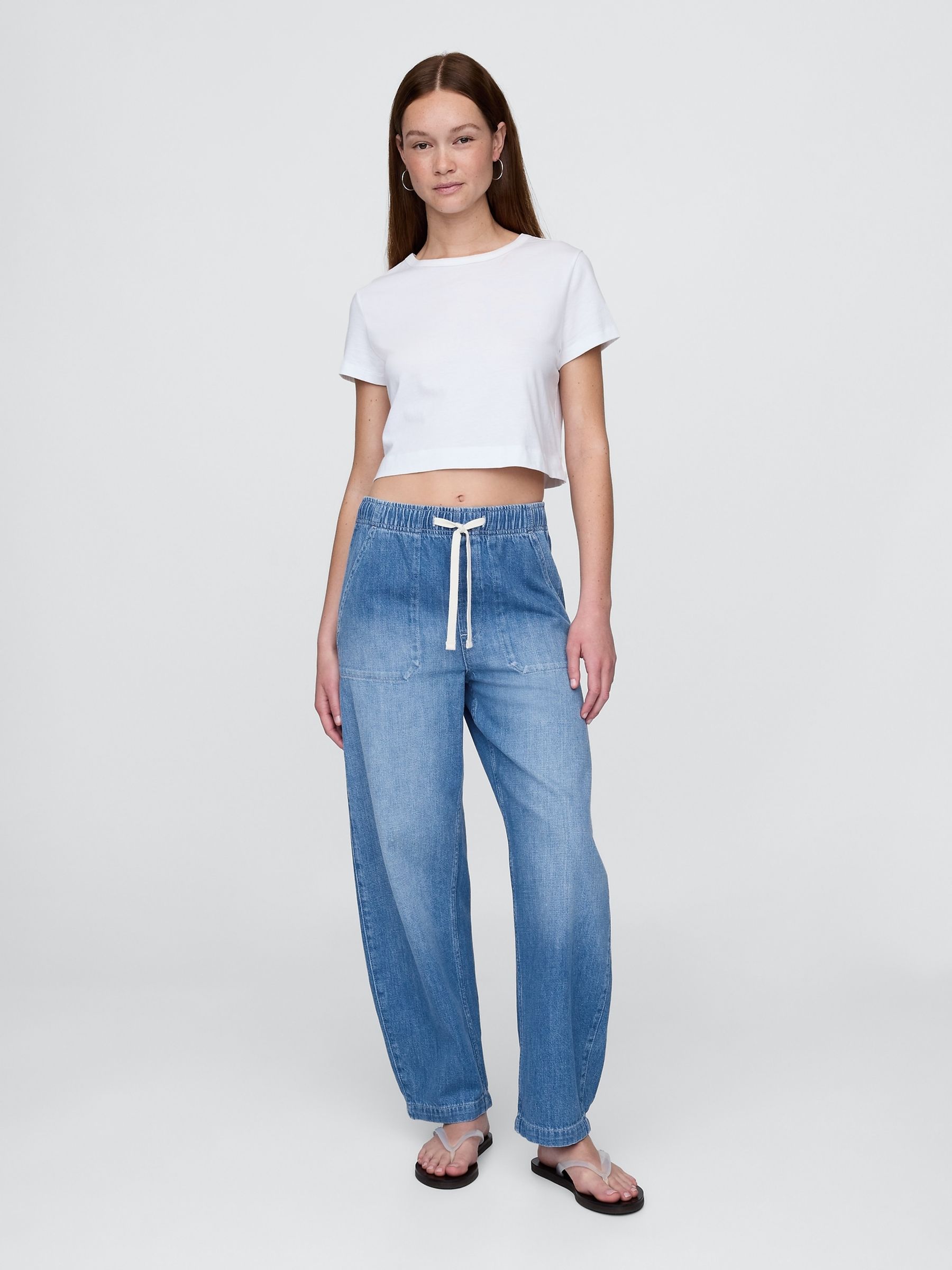 Blue High Waisted Easy Barrel Jeans - Image 6 of 6