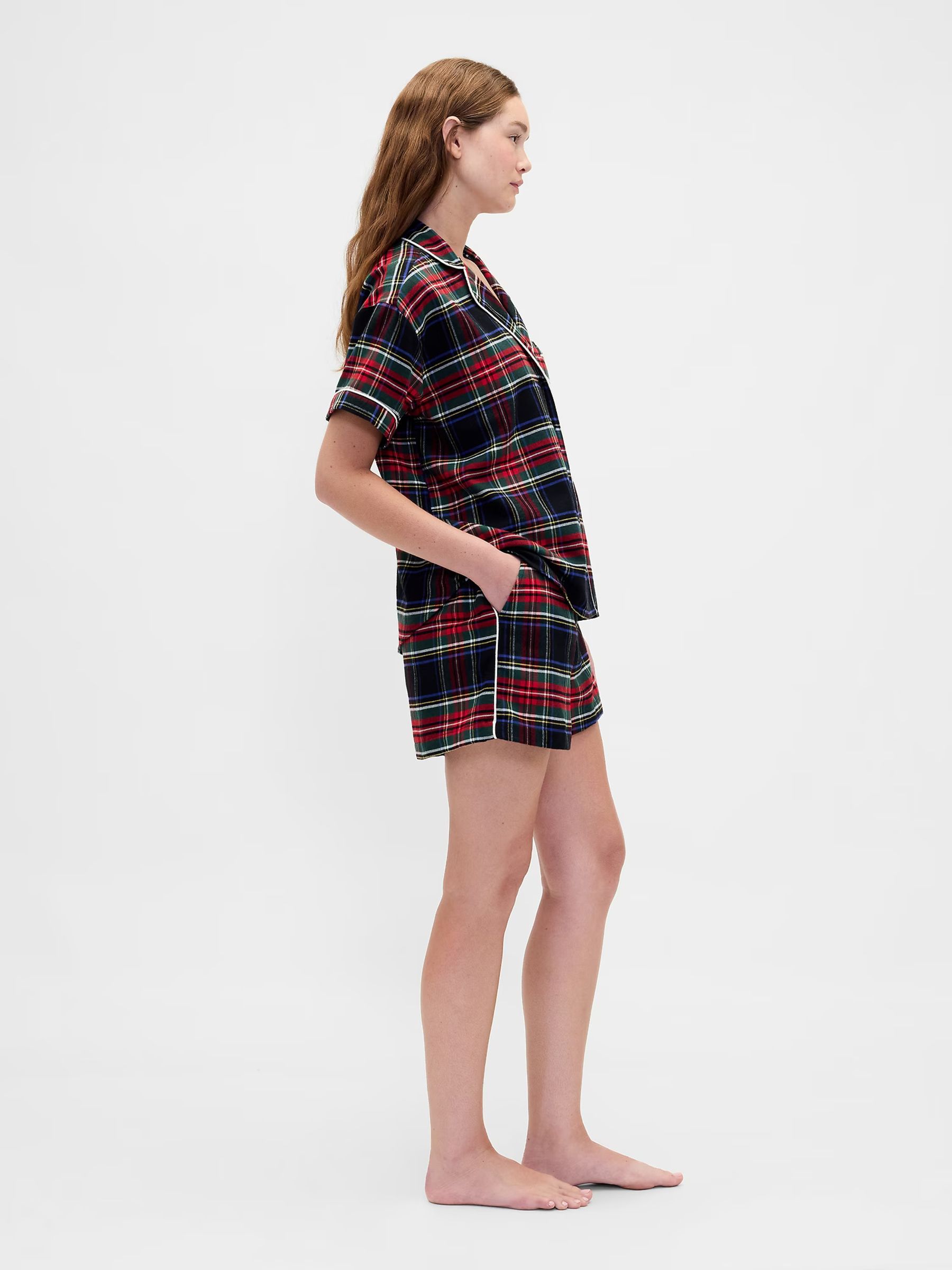 Black & Red Check Short Matching Family Christmas Pyjamas Set - Image 3 of 6