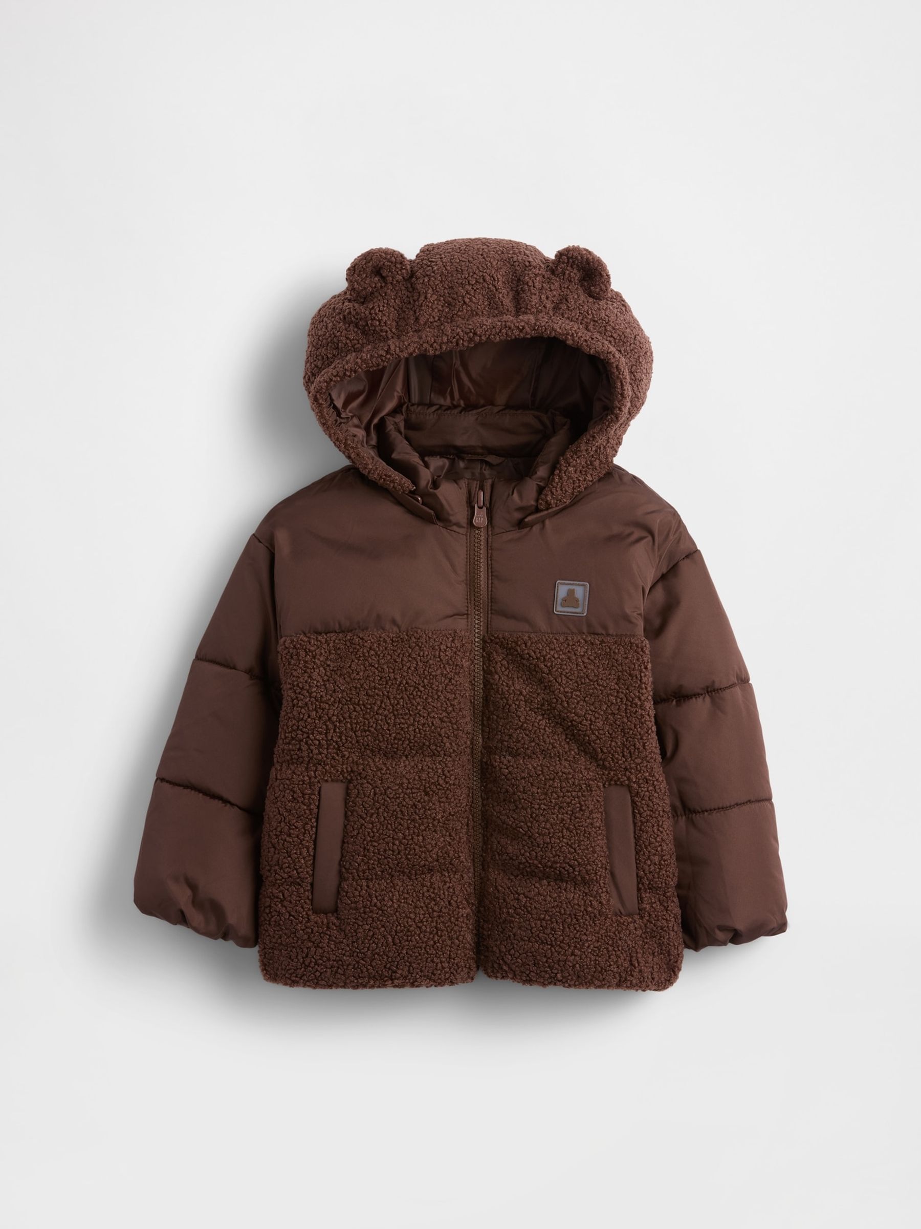 Brown Sherpa Bear Puffer Jacket - Image 2 of 4
