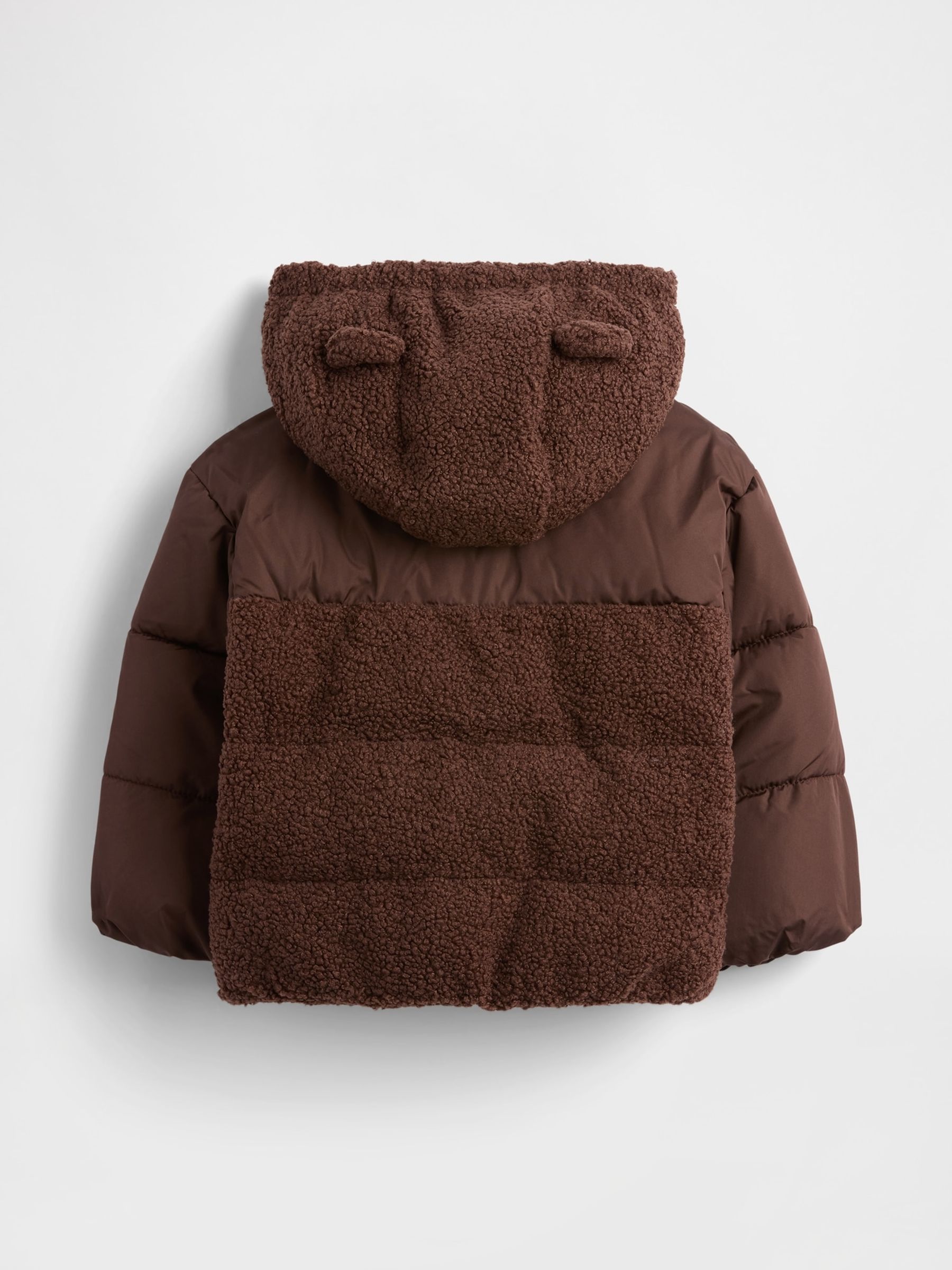 Brown Sherpa Bear Puffer Jacket - Image 3 of 4
