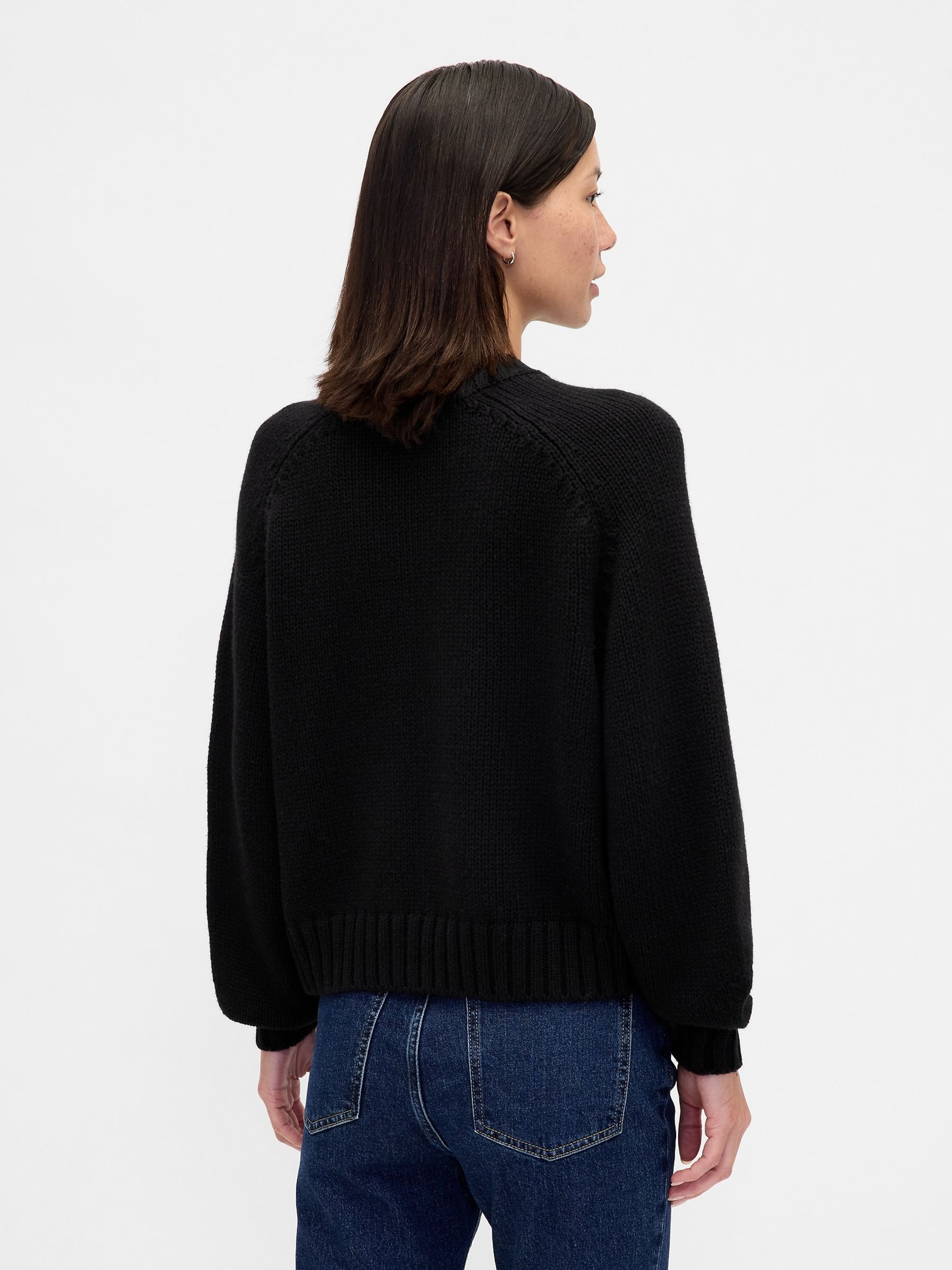 Black Relaxed Saddle-Sleeve Crew Neck Jumper - Image 2 of 4 Black Relaxed Saddle-Sleeve Crew Neck Jumper - Image 2 of 4