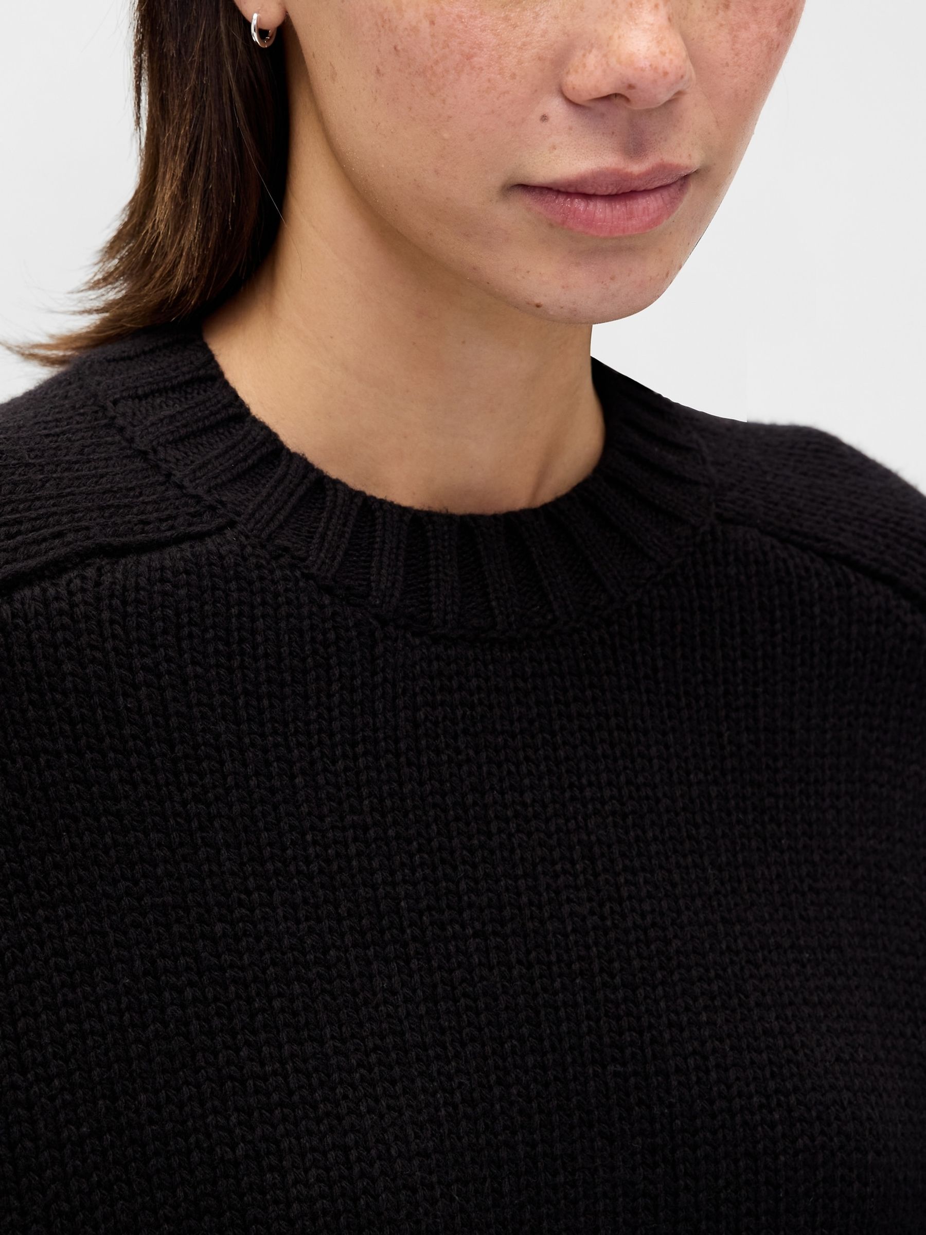 Black Relaxed Saddle-Sleeve Crew Neck Jumper - Image 4 of 4 Black Relaxed Saddle-Sleeve Crew Neck Jumper - Image 4 of 4