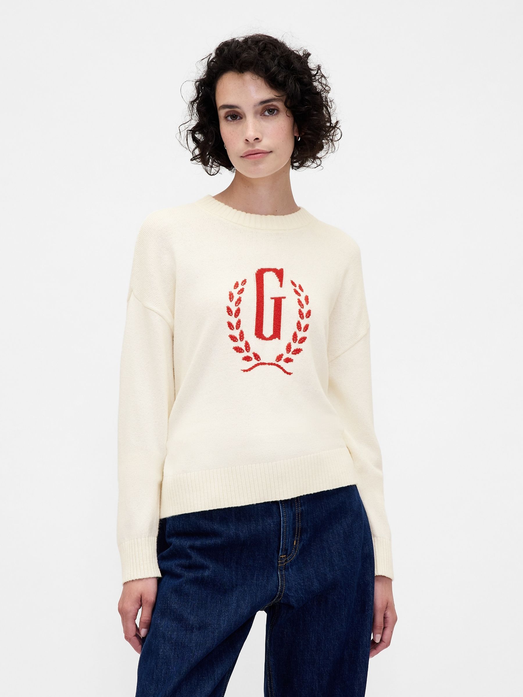Cream Logo Intarsia Jumper - Image 1 of 6
