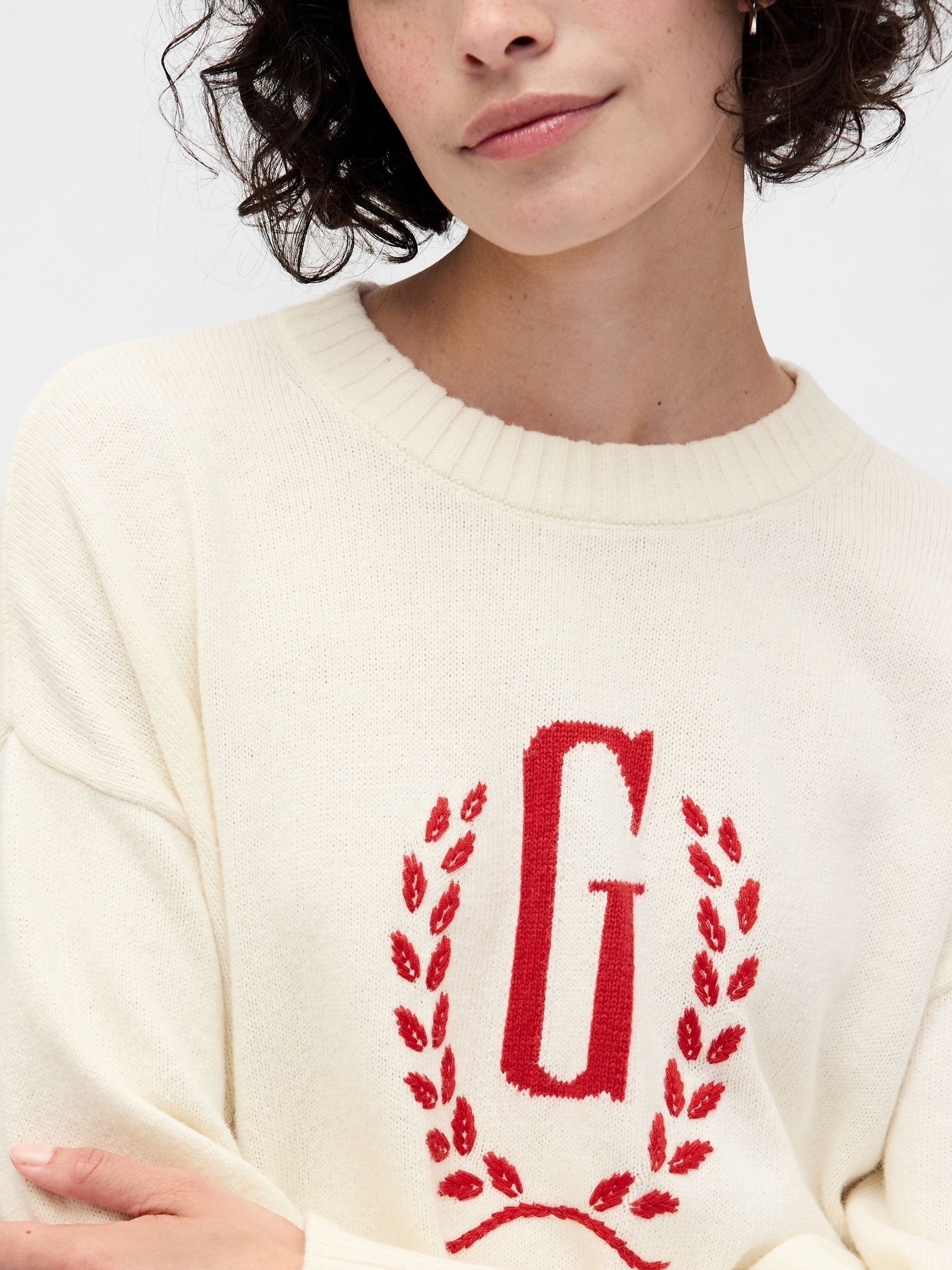 Cream Logo Intarsia Jumper - Image 3 of 6