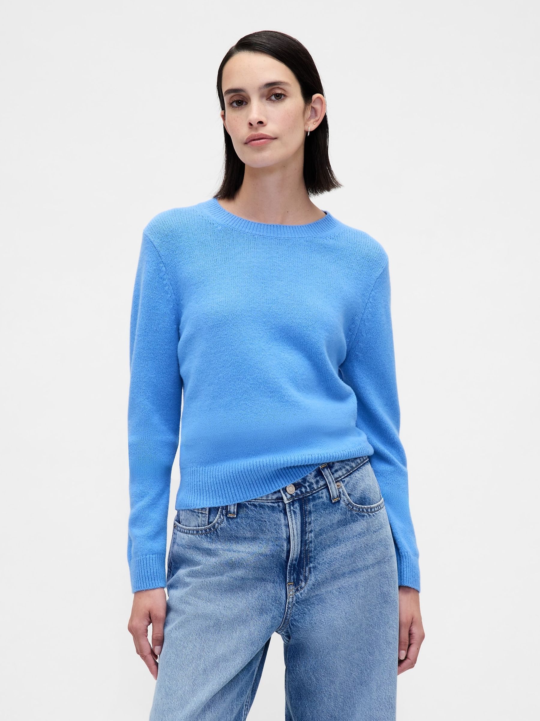 Blue CashSoft Crew Neck Jumper - Image 1 of 4 Blue CashSoft Crew Neck Jumper - Image 1 of 4