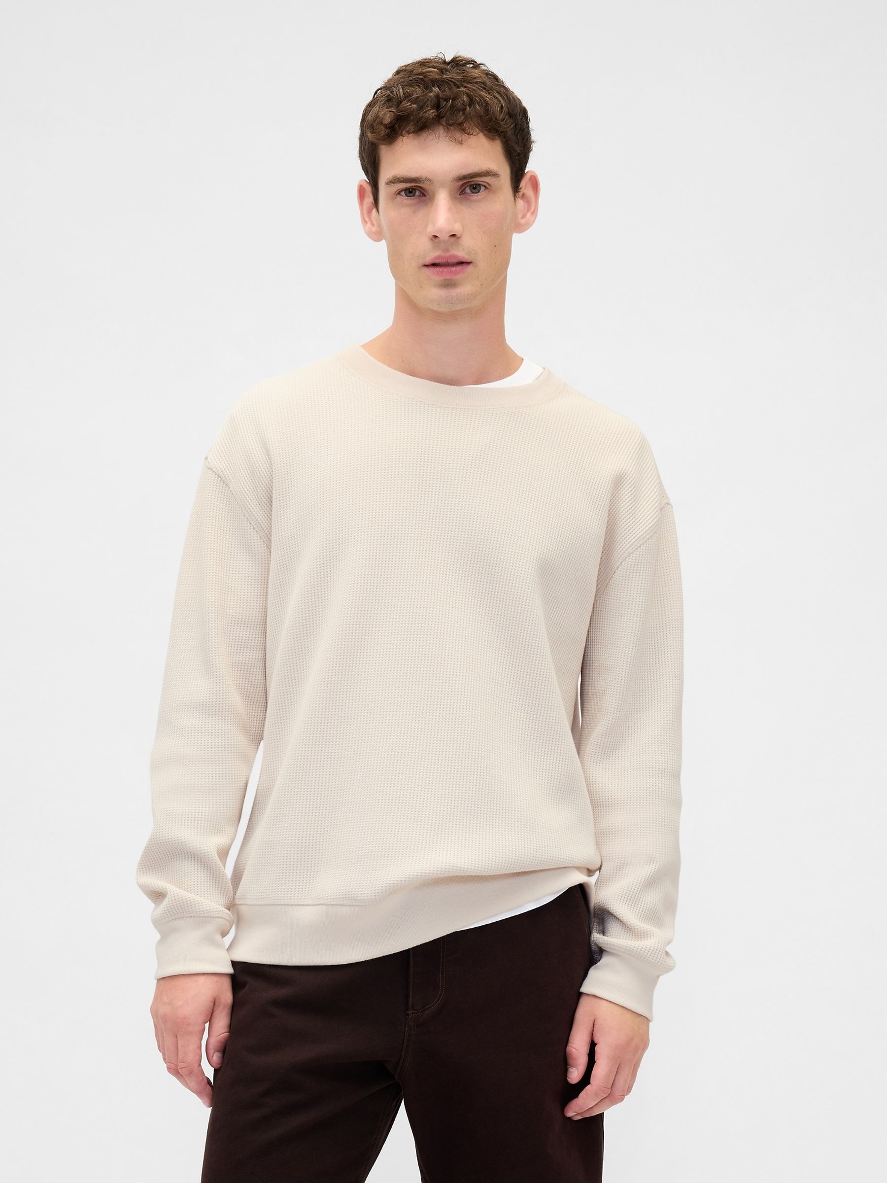 Cream Heavyweight Thermal Oversized T-Shirt - Image 1 of 4 Cream Heavyweight Thermal Oversized T-Shirt - Image 1 of 4