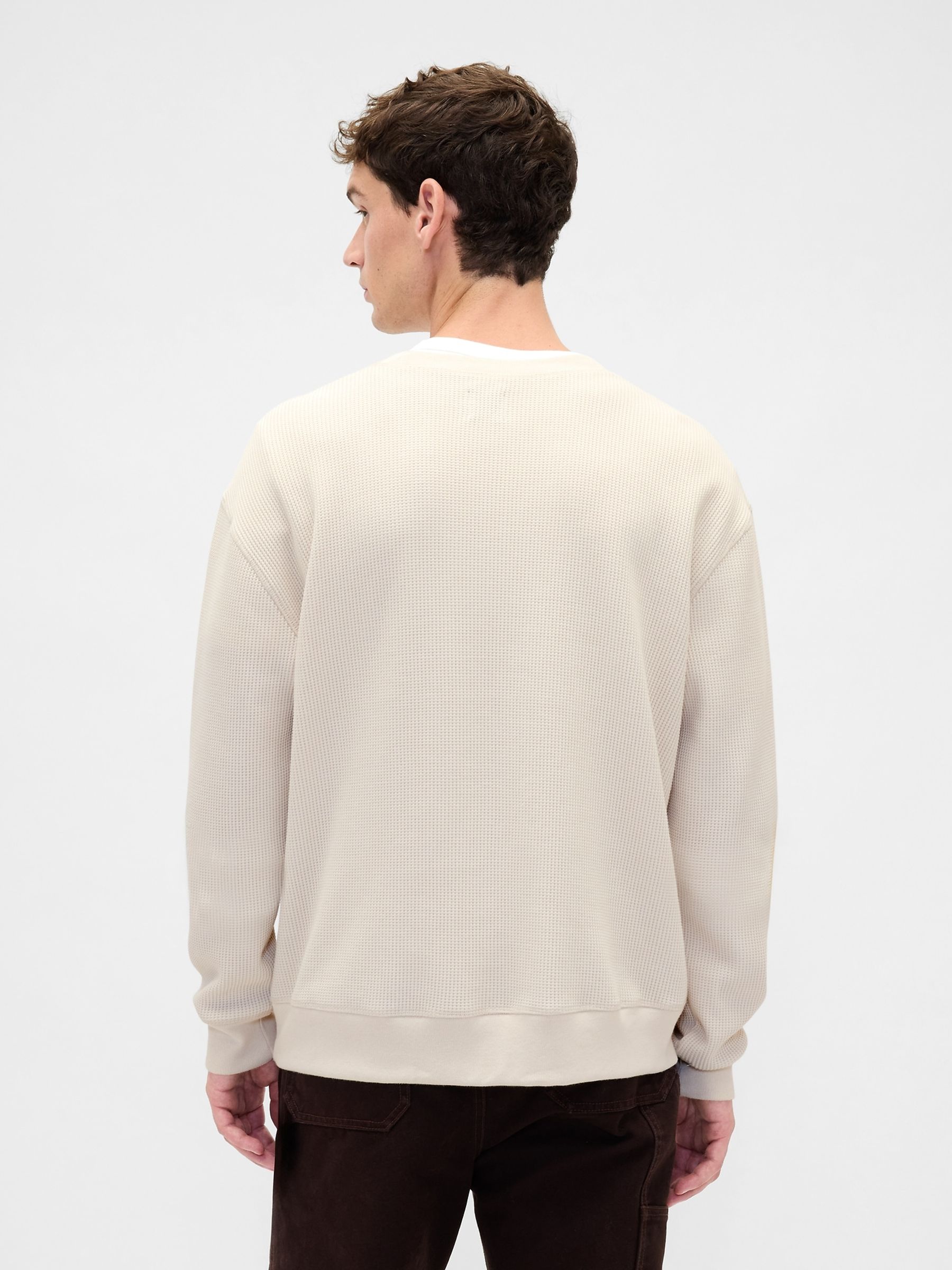 Cream Heavyweight Thermal Oversized T-Shirt - Image 2 of 4 Cream Heavyweight Thermal Oversized T-Shirt - Image 2 of 4