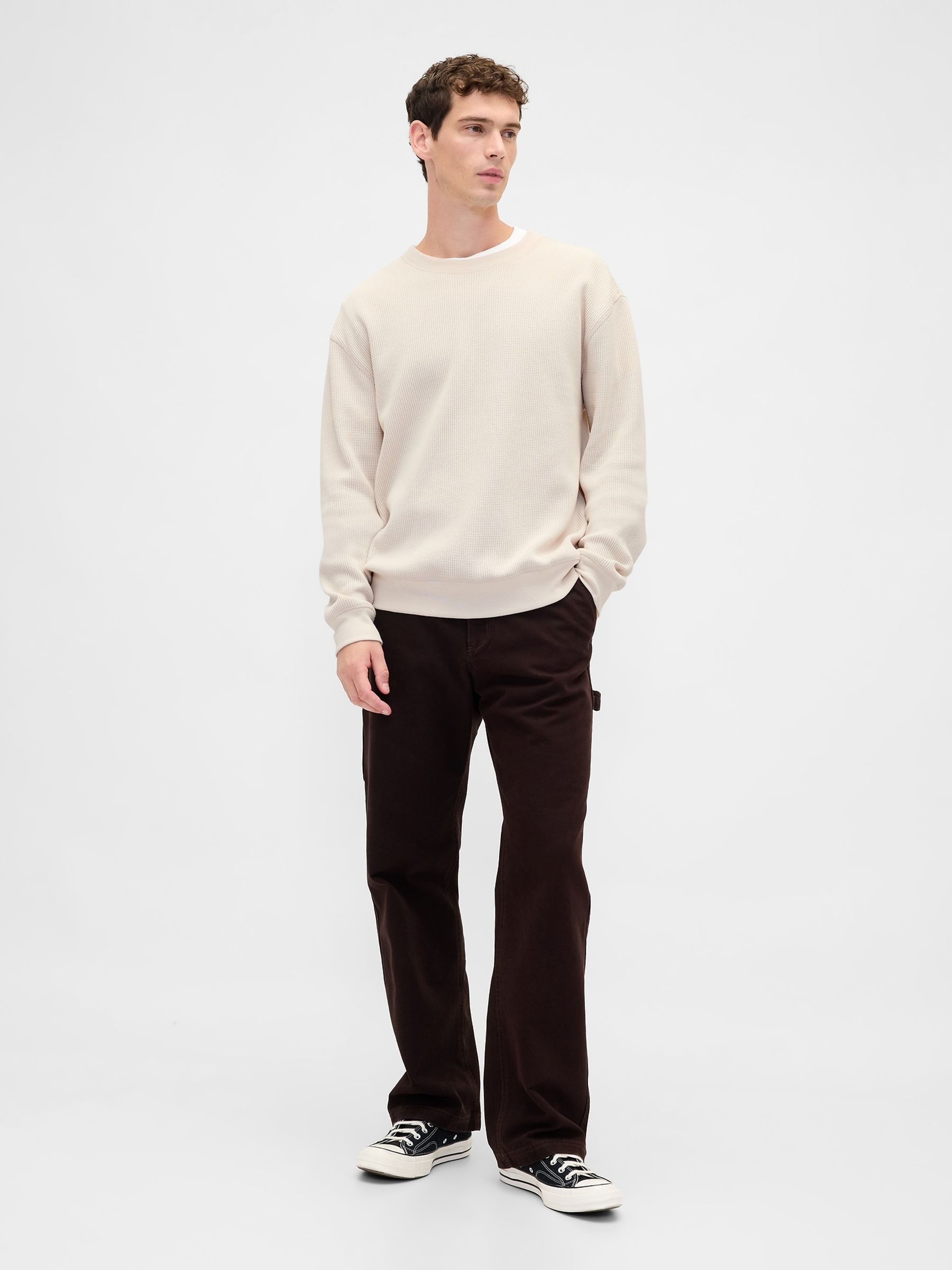 Cream Heavyweight Thermal Oversized T-Shirt - Image 3 of 4