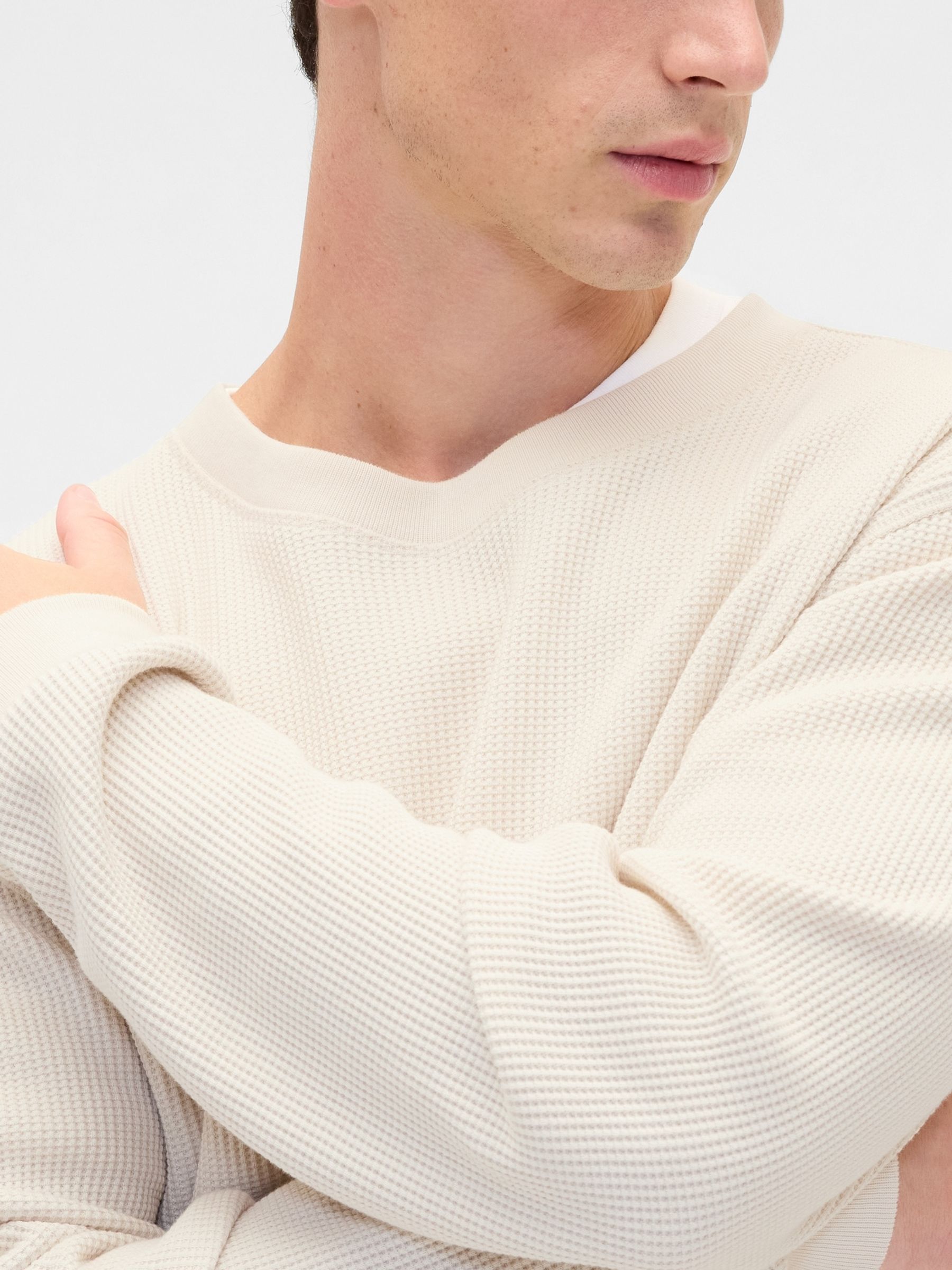 Cream Heavyweight Thermal Oversized T-Shirt - Image 4 of 4 Cream Heavyweight Thermal Oversized T-Shirt - Image 4 of 4