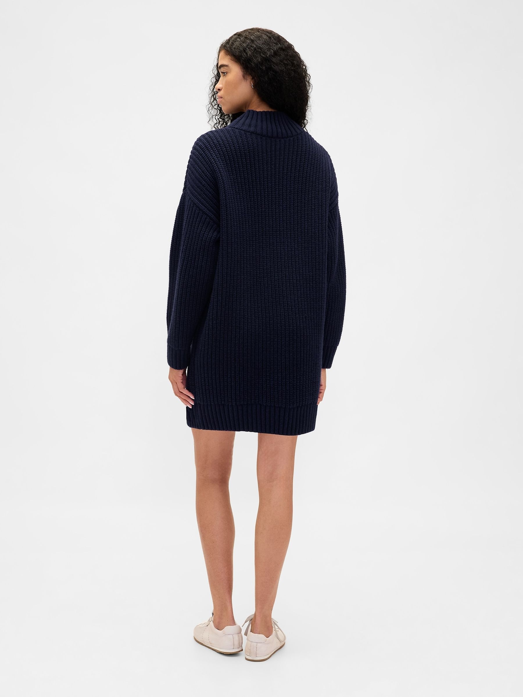 Navy Blue Oversized Turtle Neck Mini Jumper Dress - Image 2 of 4 Navy Blue Oversized Turtle Neck Mini Jumper Dress - Image 2 of 4