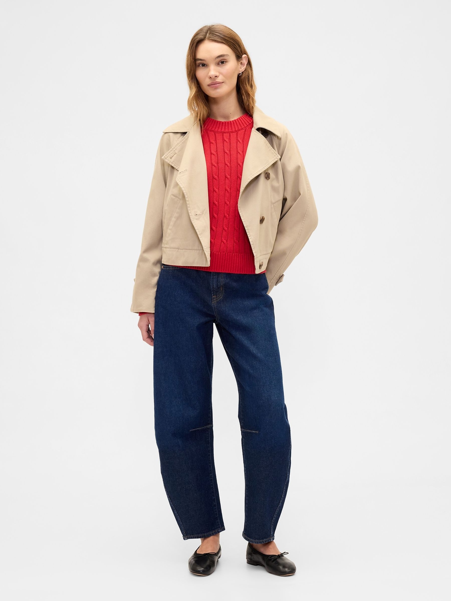 Red Cable-Knit Crew Neck Jumper - Image 3 of 4