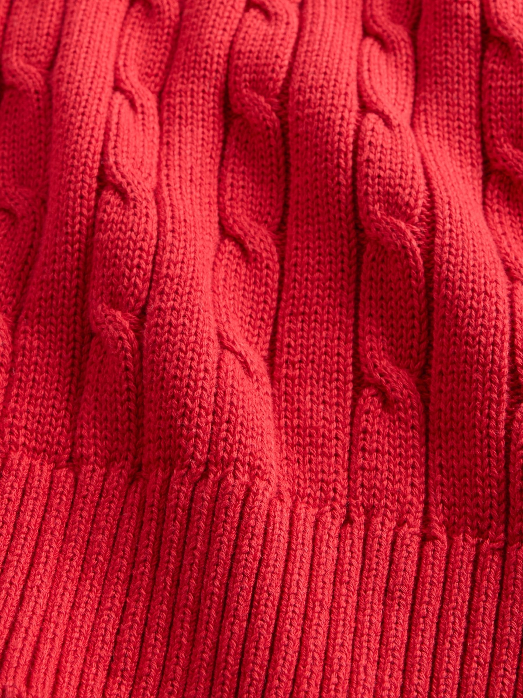 Red Cable-Knit Crew Neck Jumper - Image 4 of 4