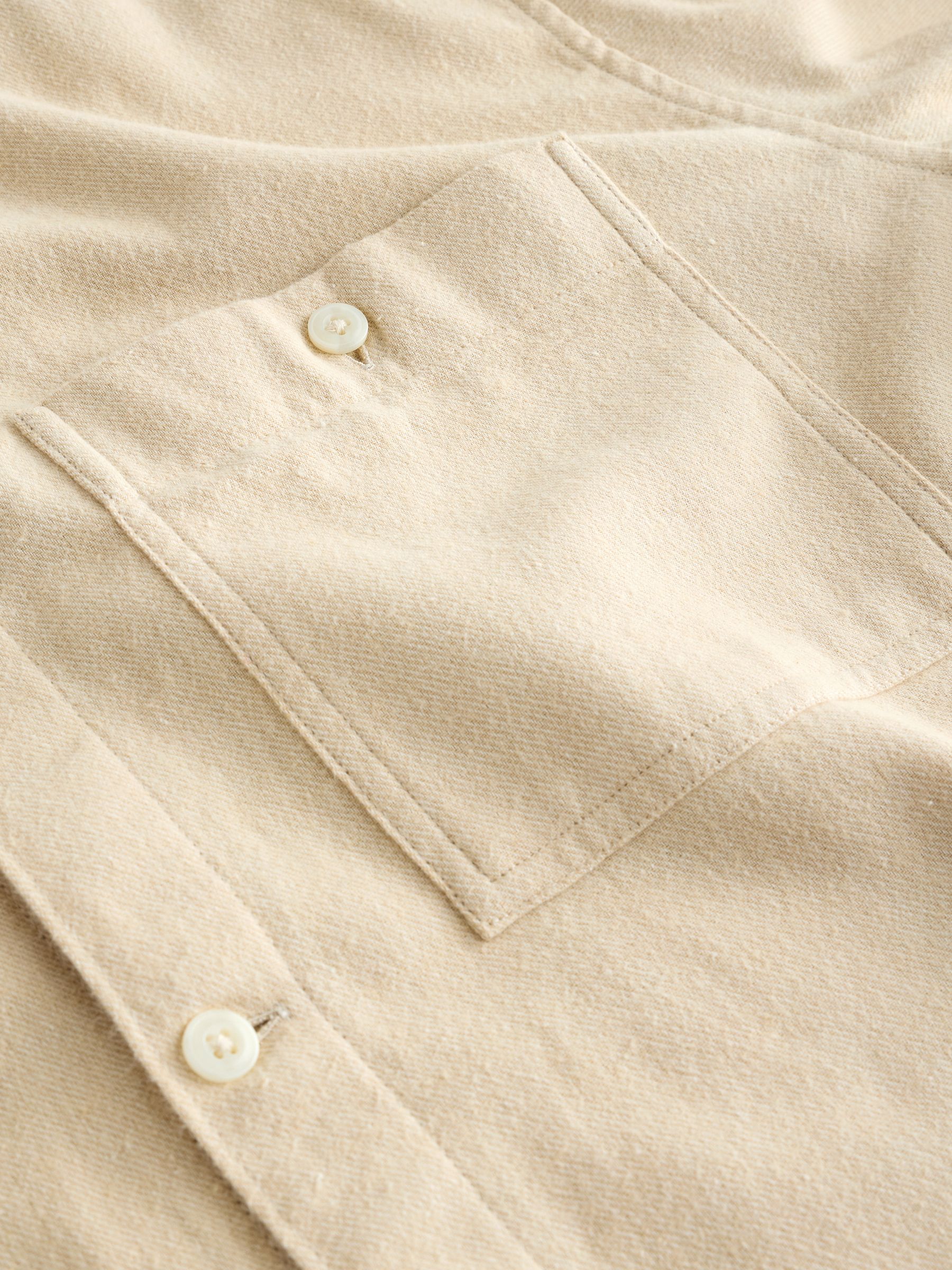 Cream Flannel Shirt in Boxy Fit - Image 3 of 4