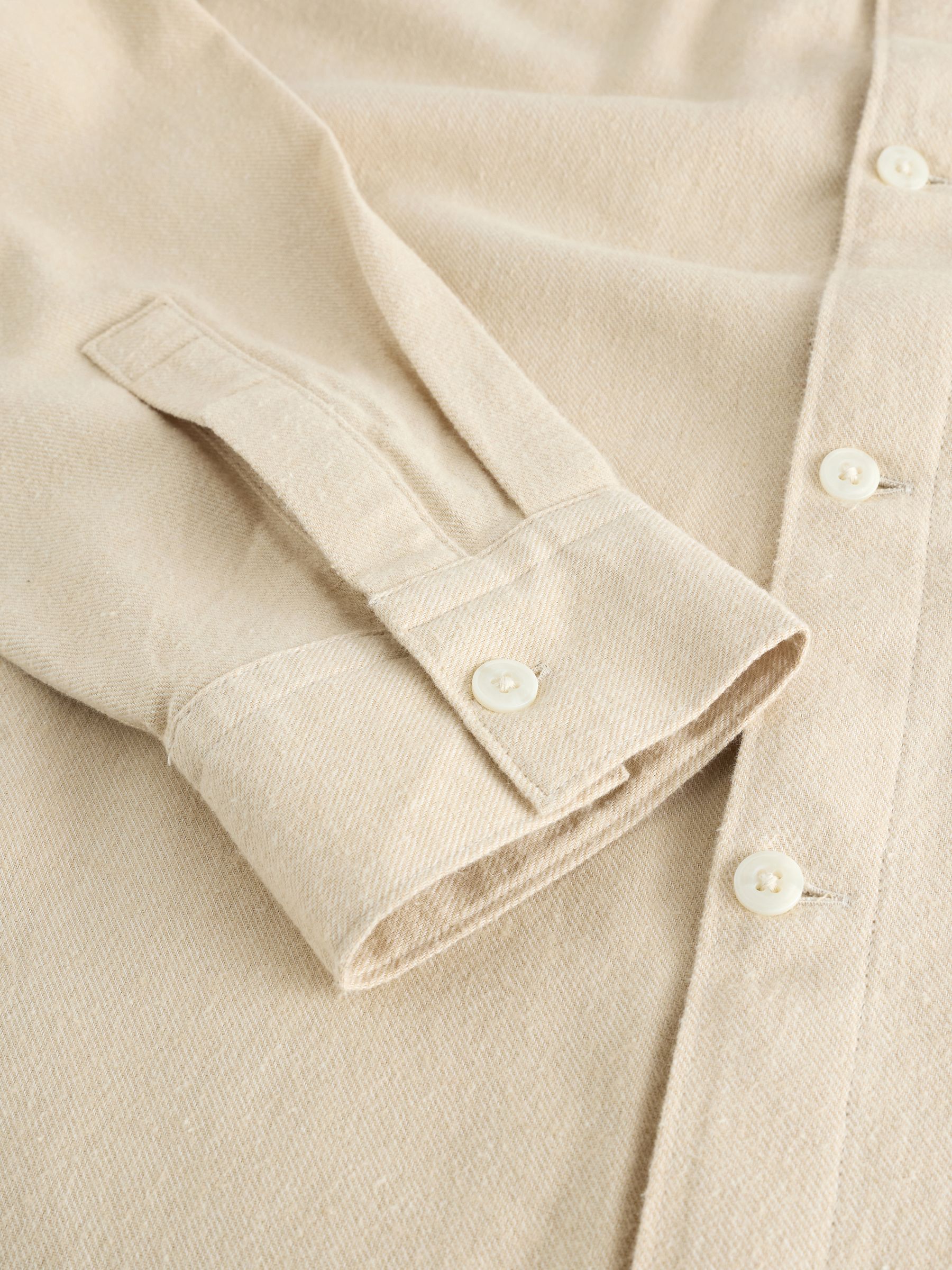 Cream Flannel Shirt in Boxy Fit - Image 4 of 4