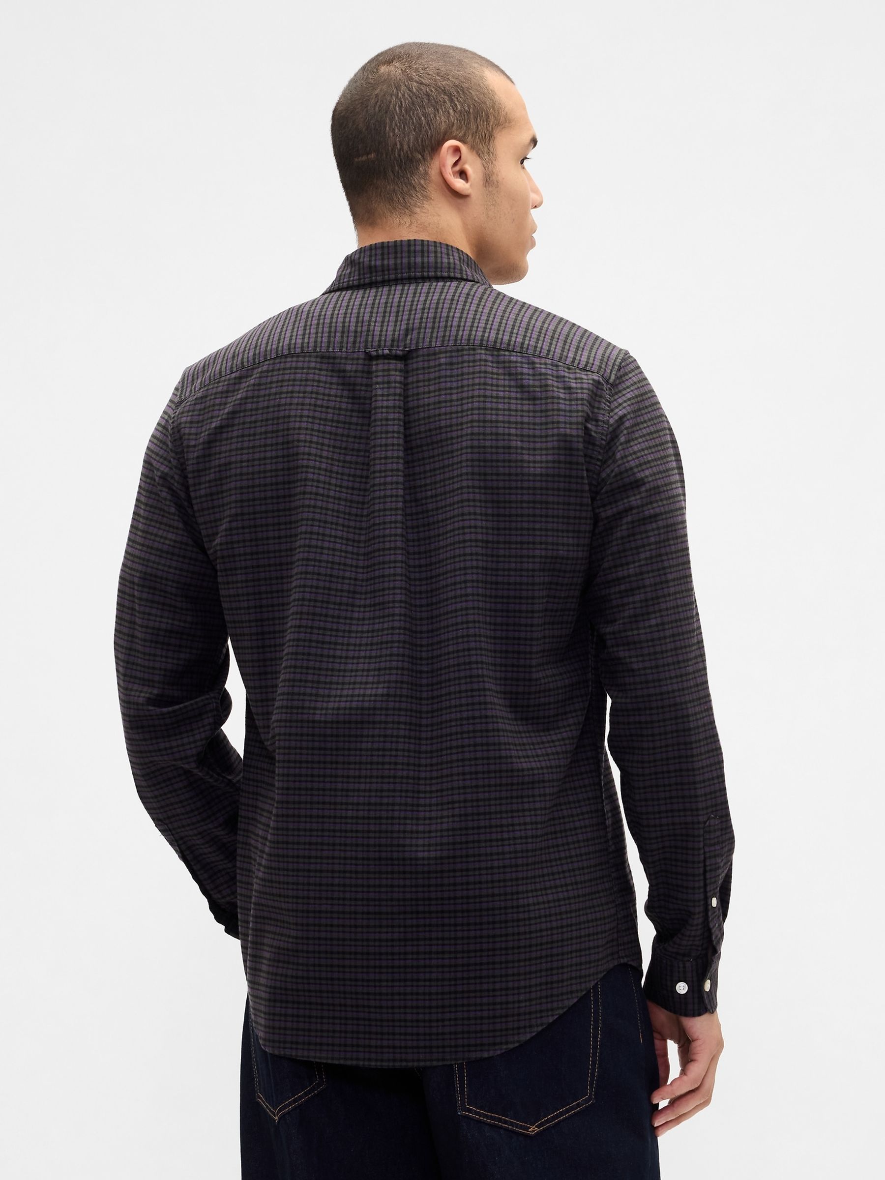 Black Check Oxford Shirt - Image 2 of 4 Black Check Oxford Shirt - Image 2 of 4