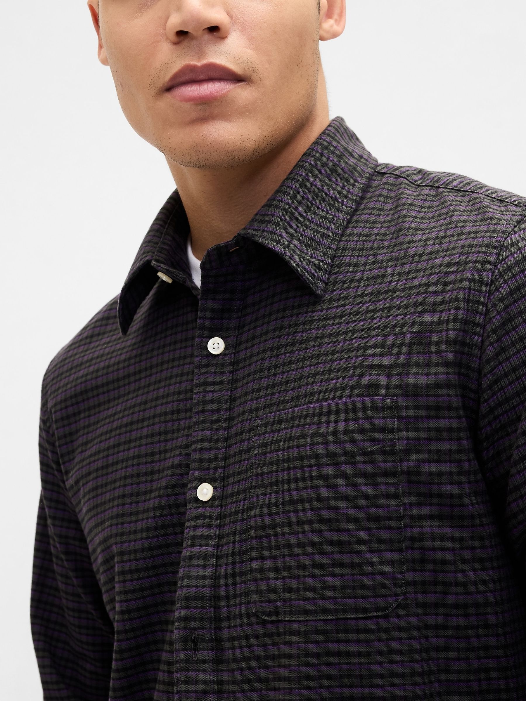 Black Check Oxford Shirt - Image 4 of 4 Black Check Oxford Shirt - Image 4 of 4