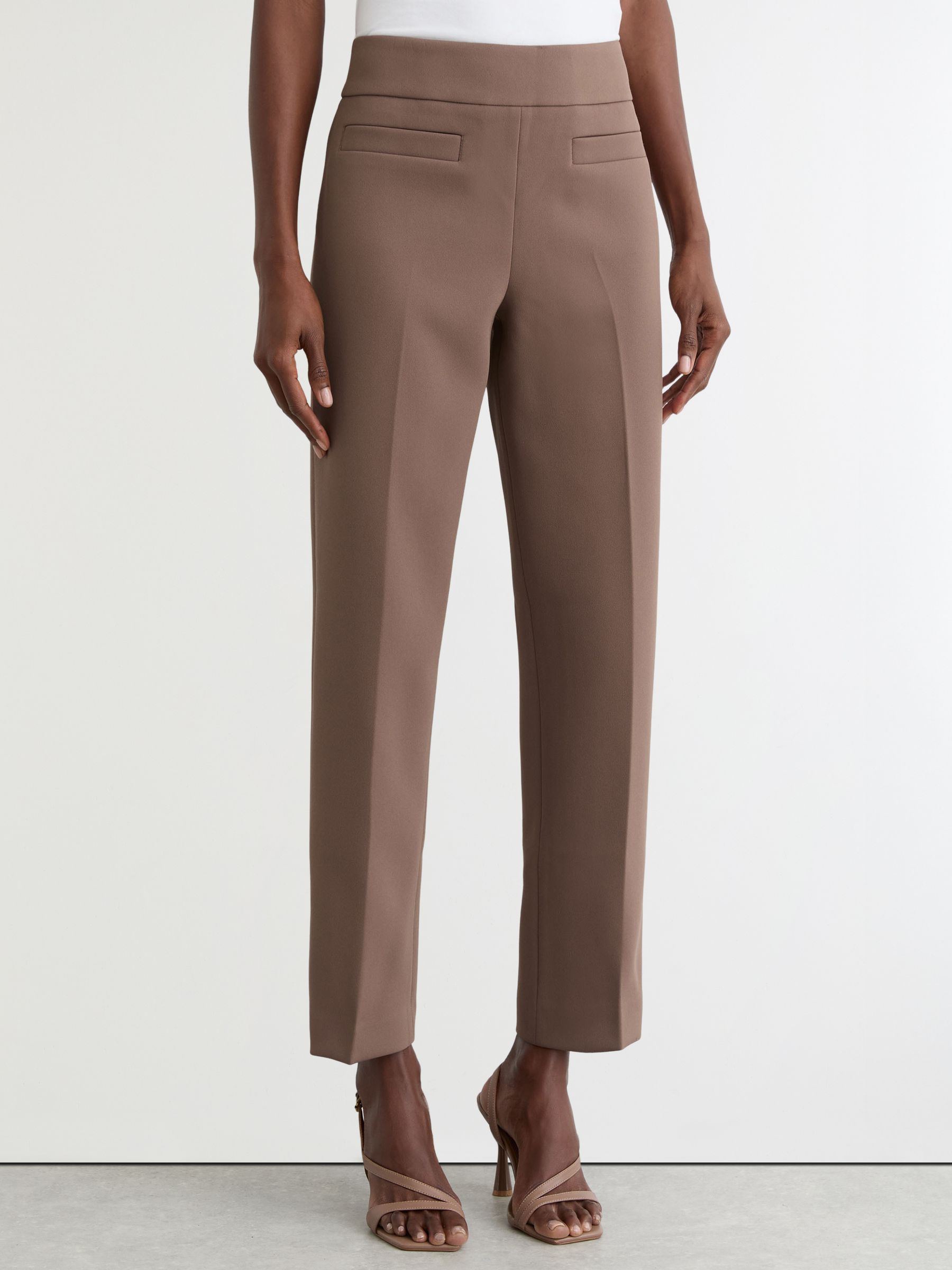 Petite Welt-Pocket Tapered Trousers in Taupe Neutral - Image 3 of 7