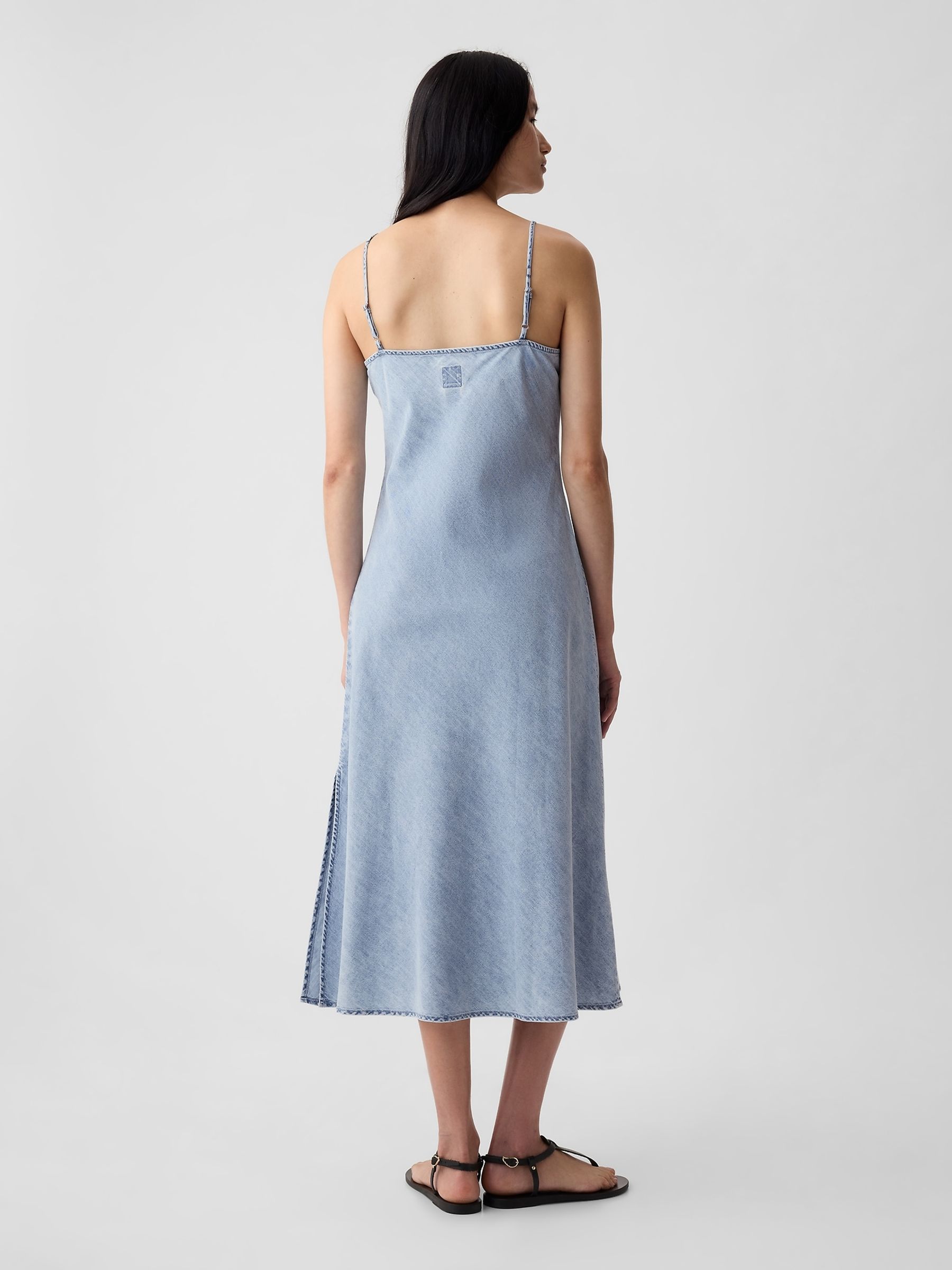 Blue Denim Midi Slip Dress - Image 2 of 5