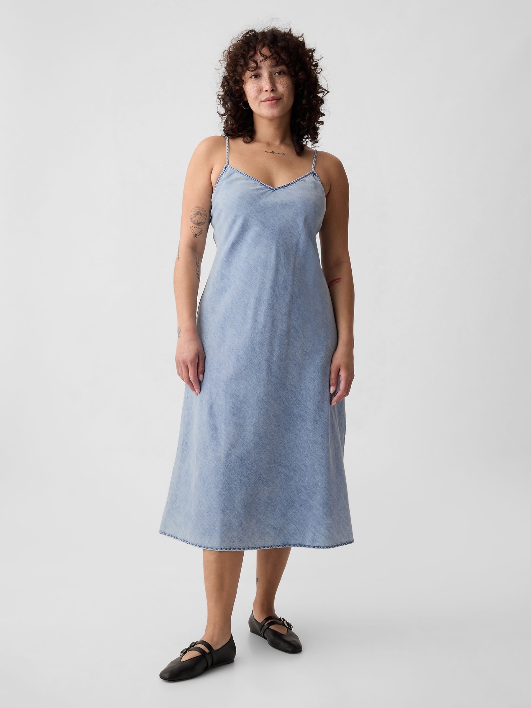 Blue Denim Midi Slip Dress - Image 4 of 5